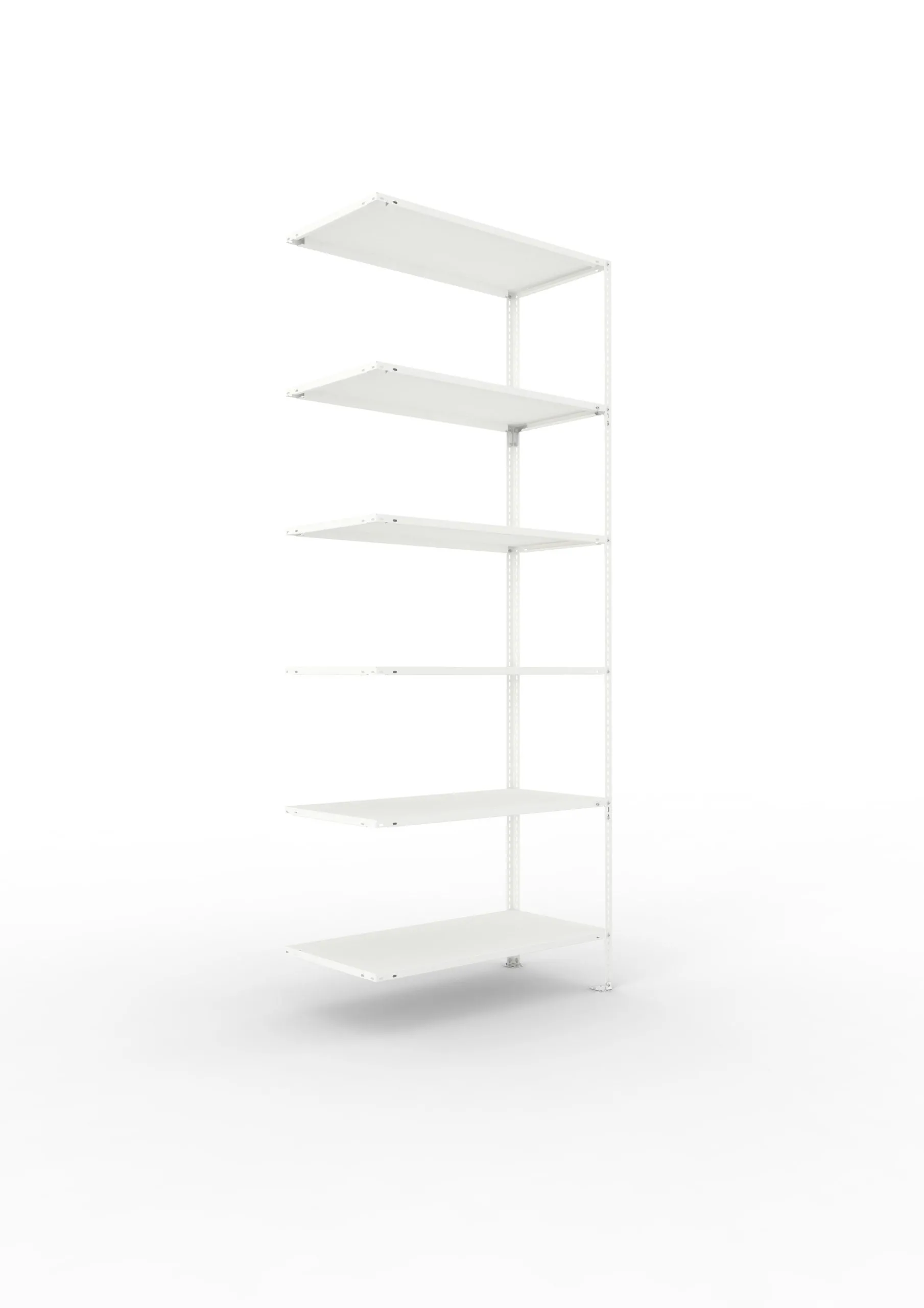 Meta Fachbodenregal Schraubsystem FIX | Anbauregal | HxBxT 250x100x50cm | 6 Ebenen | Fachlast 80kg | Einseitig nutzbar | Lichtgrau