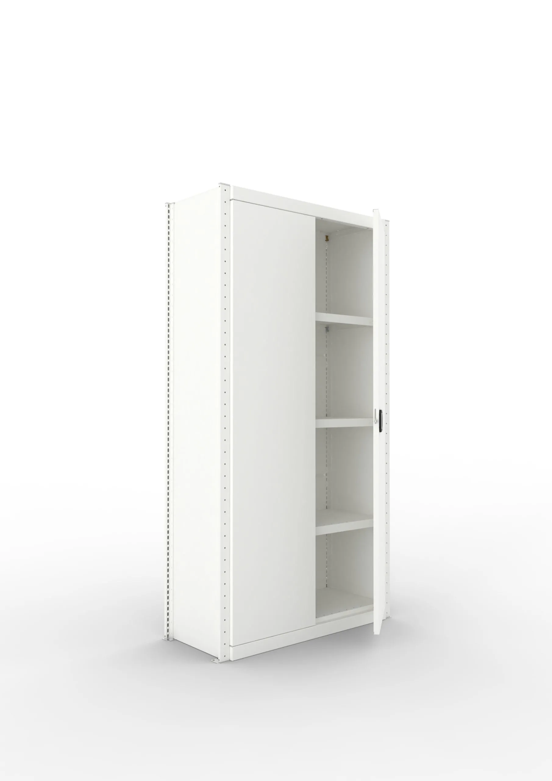 Meta Regal-Schrank-Kombination Stecksystem CLIP | Grundregal | HxBxT 200x100x40cm | 1 Deckboden & 4 Schrankfachböden | Fachlast 100kg | Lichtgrau