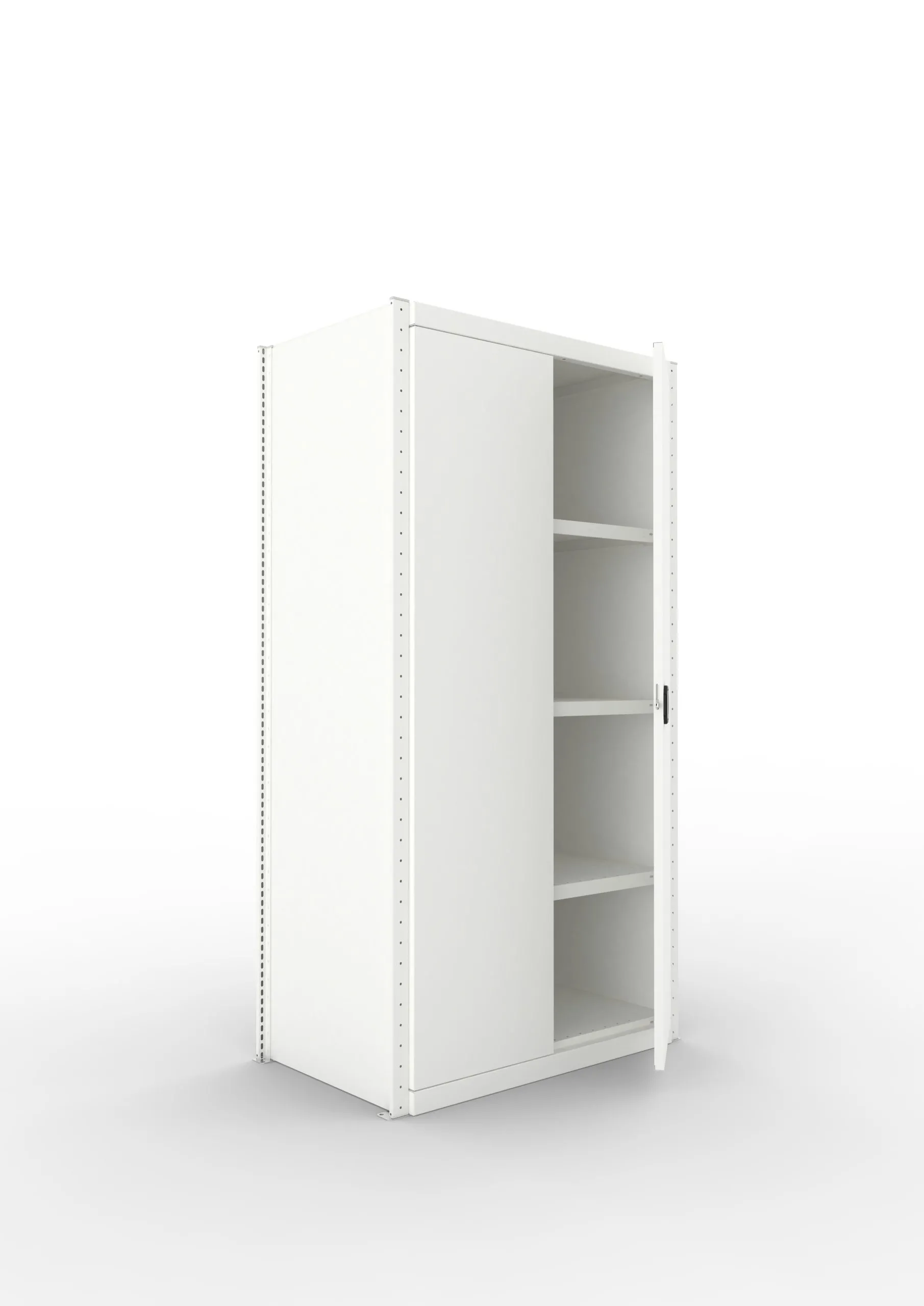 Meta Regal-Schrank-Kombination Stecksystem CLIP | Grundregal | HxBxT 200x100x60cm | 1 Deckboden & 4 Schrankfachböden | Fachlast 100kg | Lichtgrau