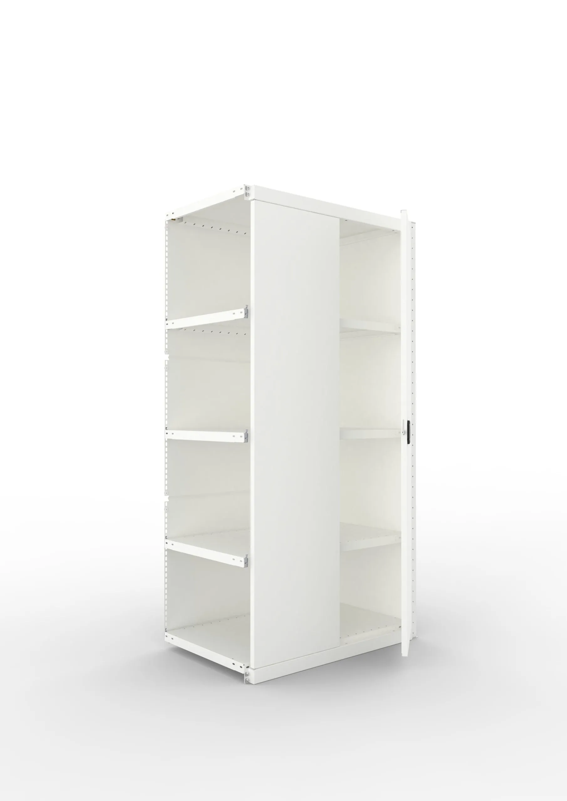 Meta Regal-Schrank-Kombination Stecksystem CLIP | Anbauregal | HxBxT 200x100x60cm | 1 Deckboden & 4 Schrankfachböden | Fachlast 100kg | Lichtgrau