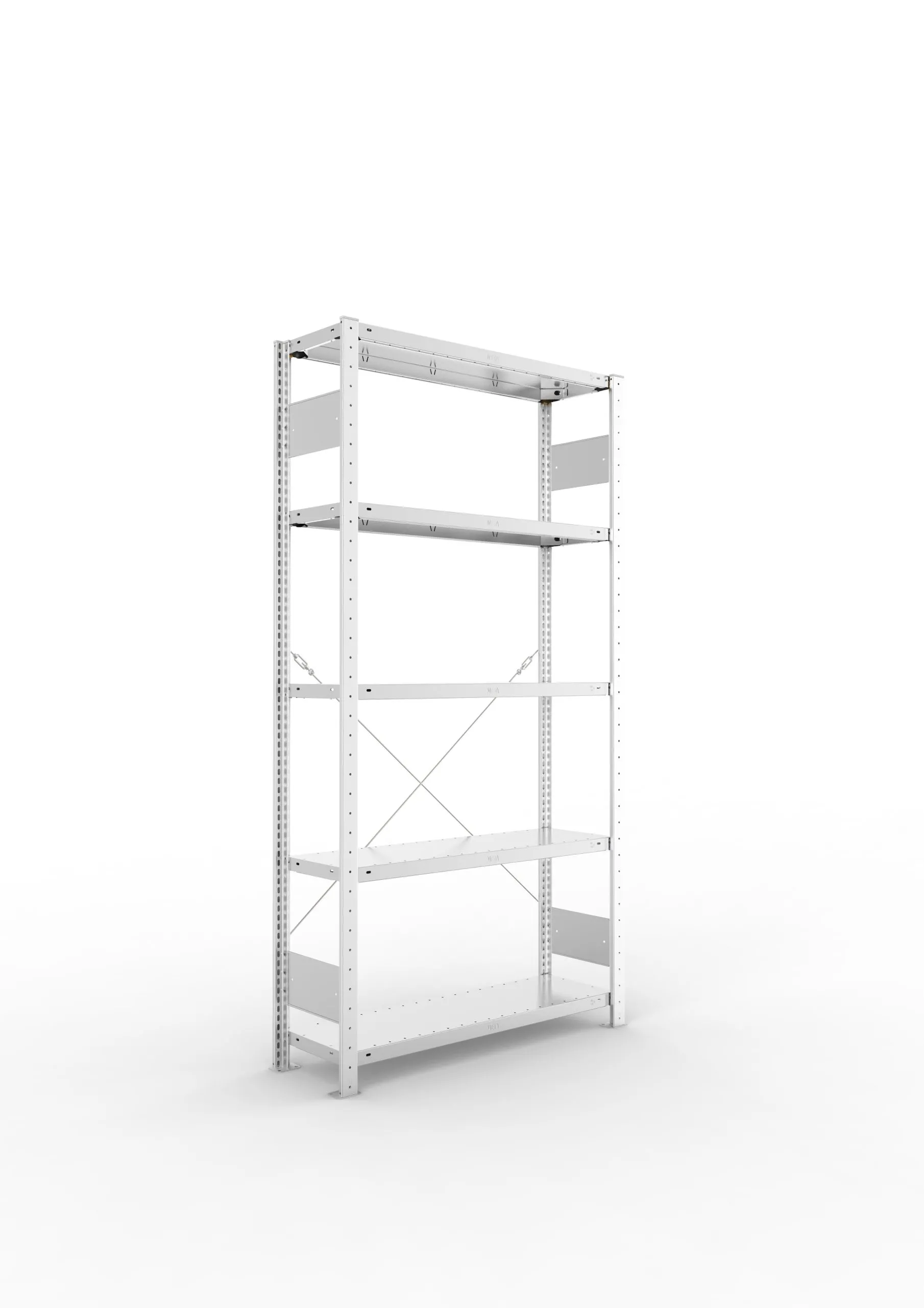 Meta Fachbodenregal Stecksystem S3 CLIP | Grundregal | HxBxT 200x100x30cm | 5 Ebenen | Fachlast 150kg | Einseitig nutzbar | Verzinkt