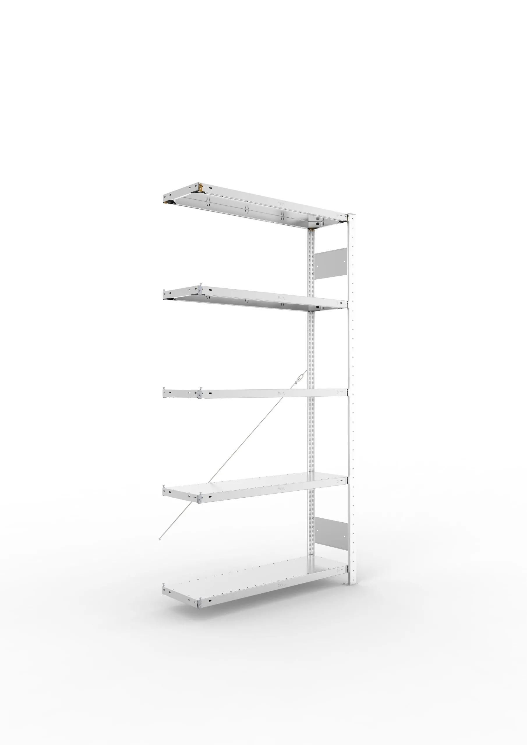 Meta Fachbodenregal Stecksystem S3 CLIP | Anbauregal | HxBxT 200x100x30cm | 5 Ebenen | Fachlast 150kg | Einseitig nutzbar | Verzinkt