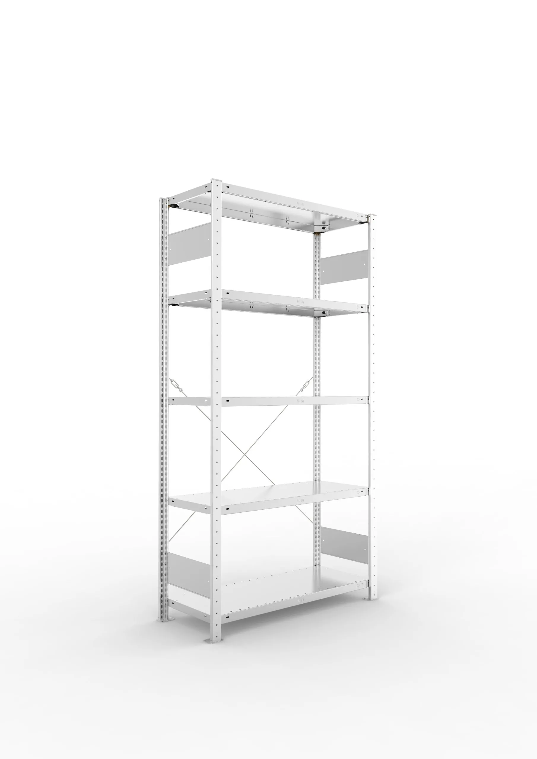 Meta Fachbodenregal Stecksystem S3 CLIP | Grundregal | HxBxT 200x100x40cm | 5 Ebenen | Fachlast 150kg | Einseitig nutzbar | Verzinkt