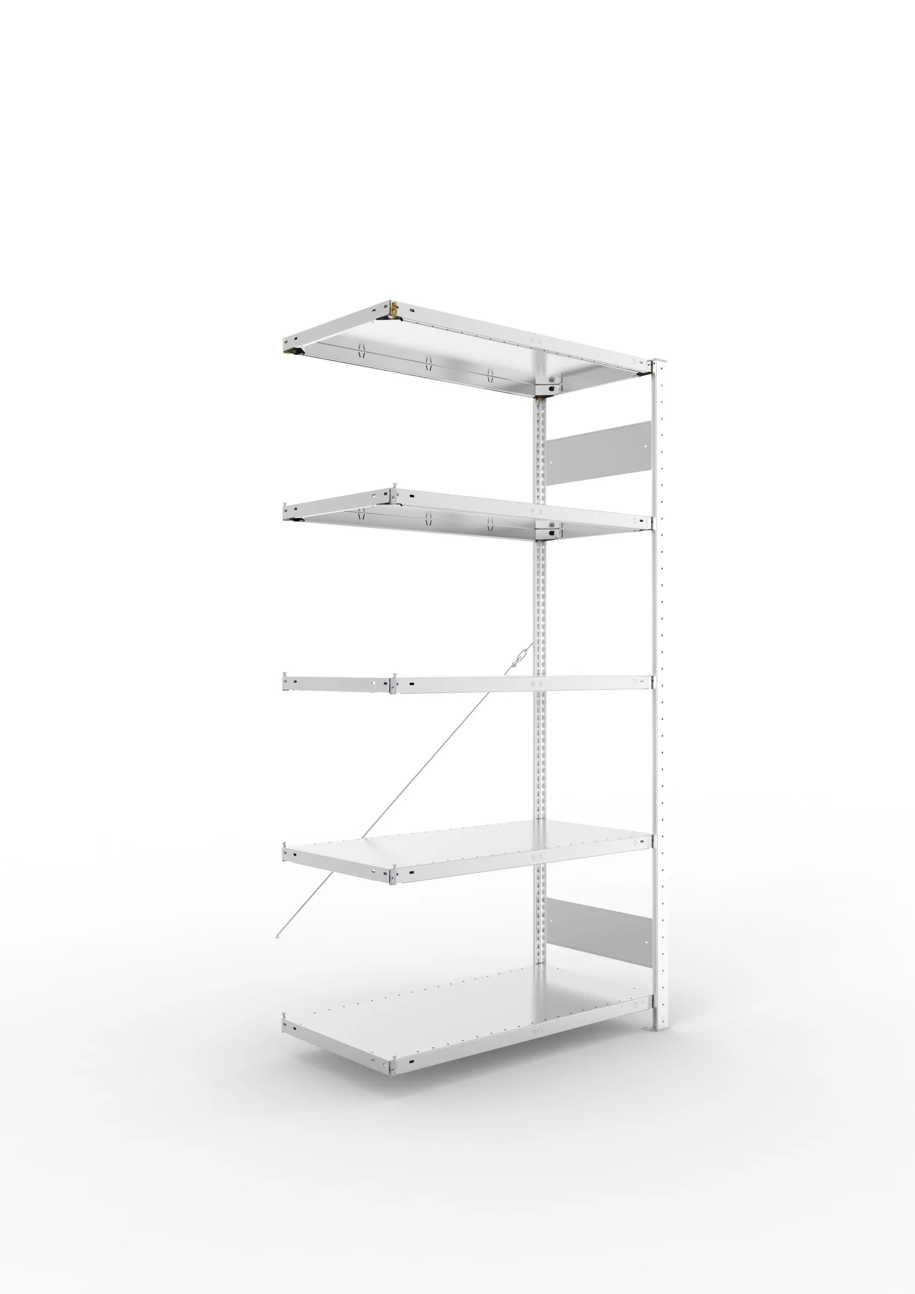 Meta Fachbodenregal Stecksystem S3 CLIP | Anbauregal | HxBxT 200x100x50cm | 5 Ebenen | Fachlast 150kg | Einseitig nutzbar | Verzinkt