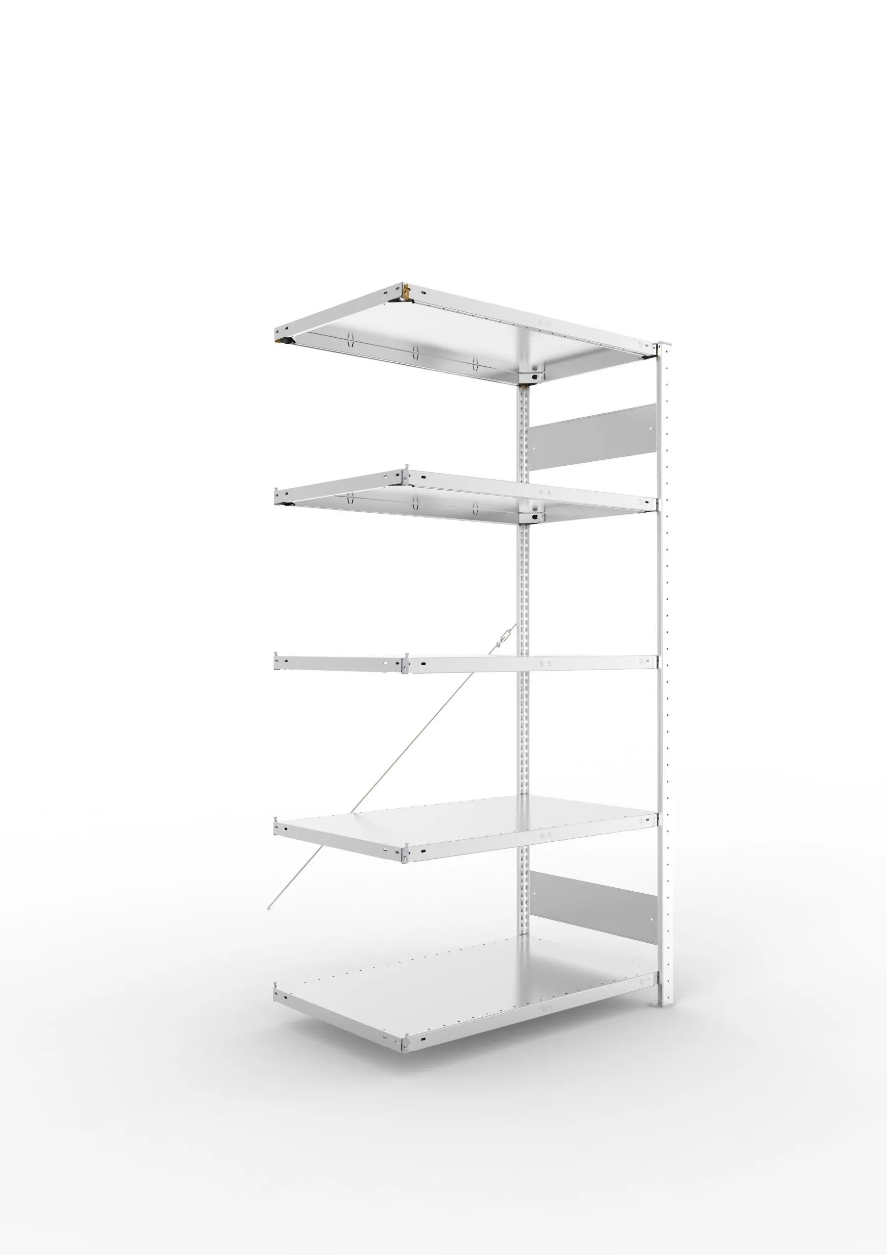 Meta Fachbodenregal Stecksystem S3 CLIP | Anbauregal | HxBxT 200x100x60cm | 5 Ebenen | Fachlast 150kg | Einseitig nutzbar | Verzinkt