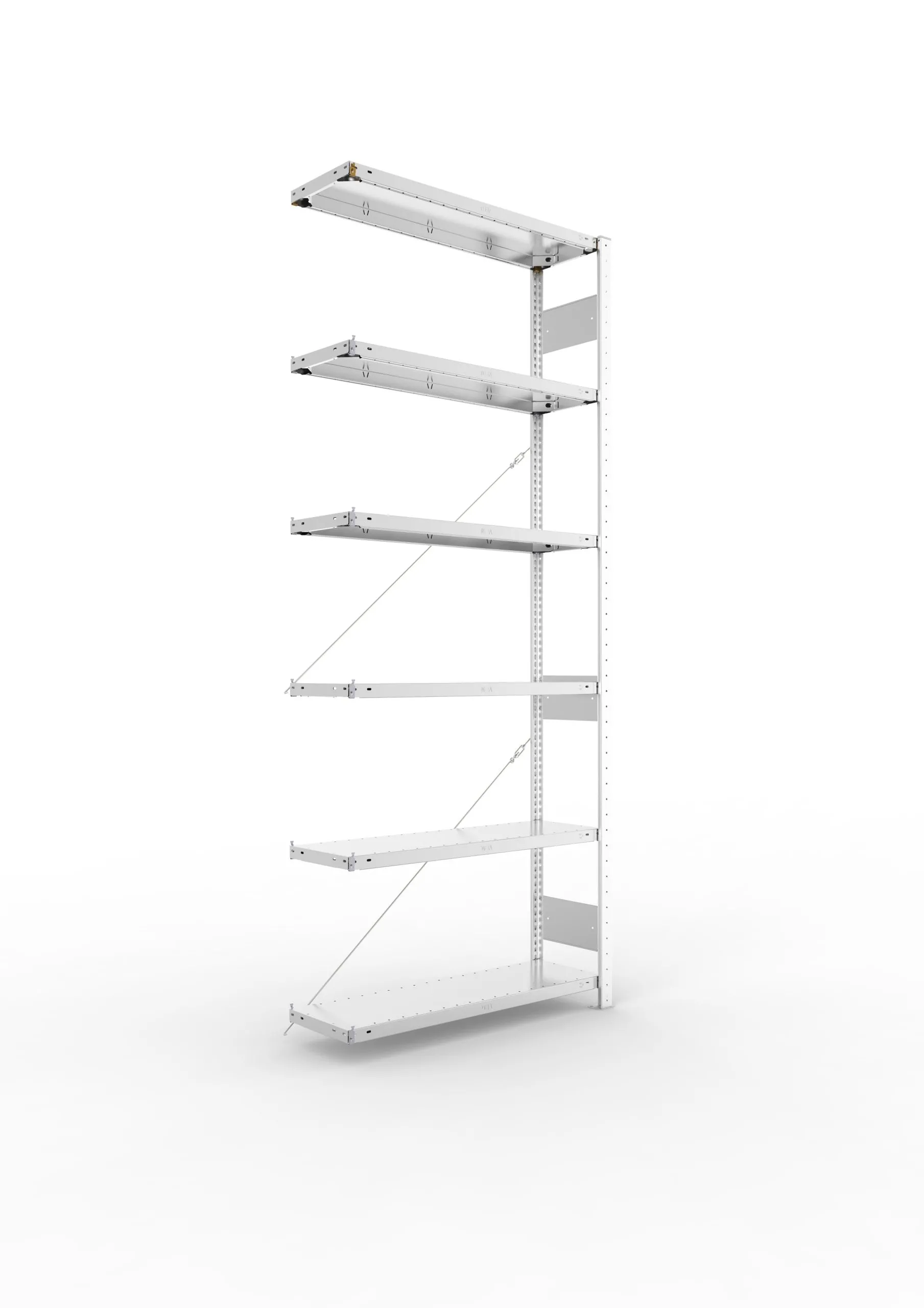 Meta Fachbodenregal Stecksystem S3 CLIP | Anbauregal | HxBxT 250x100x30cm | 6 Ebenen | Fachlast 150kg | Einseitig nutzbar | Verzinkt