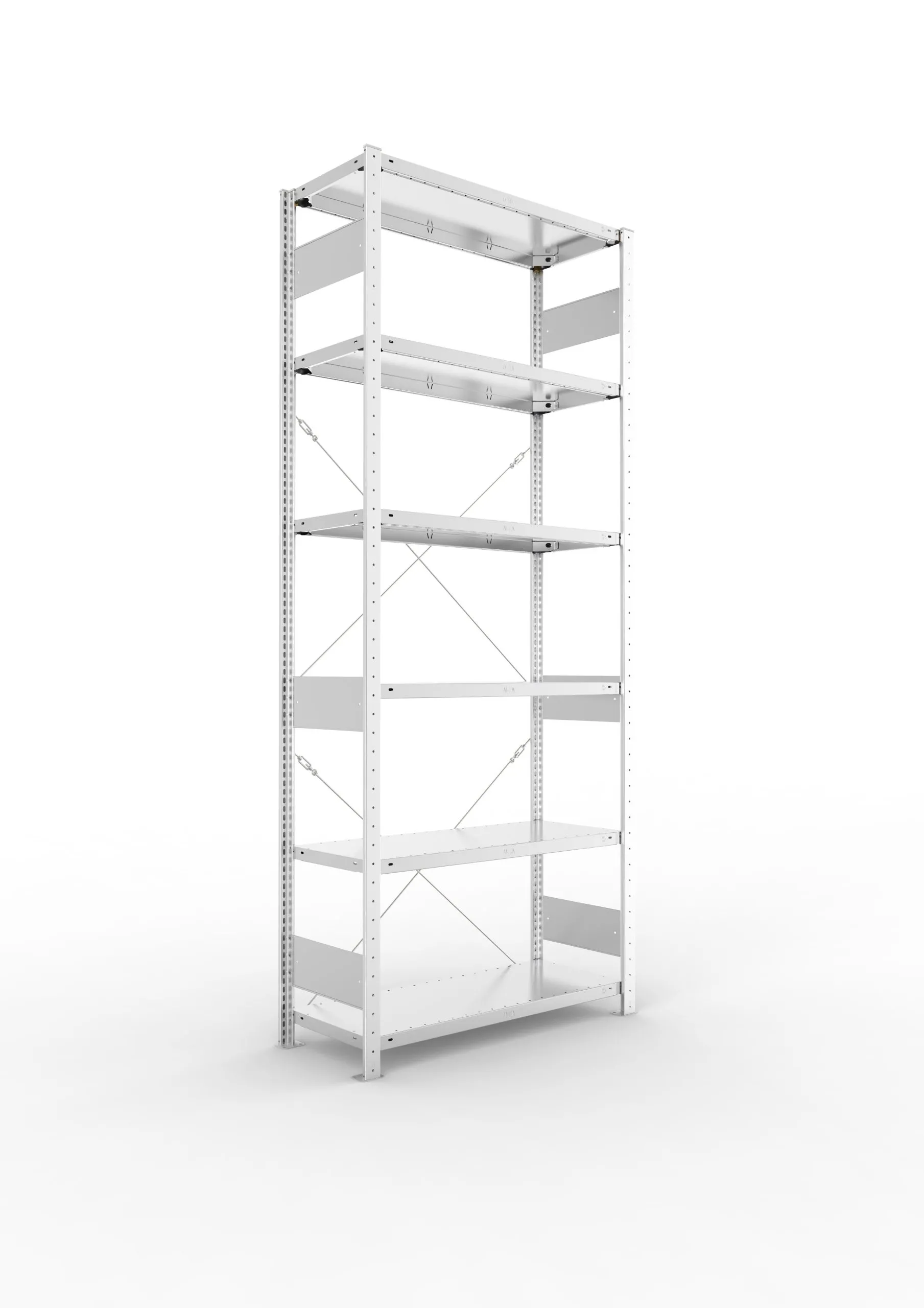 Meta Fachbodenregal Stecksystem S3 CLIP | Grundregal | HxBxT 250x100x40cm | 6 Ebenen | Fachlast 150kg | Einseitig nutzbar | Verzinkt