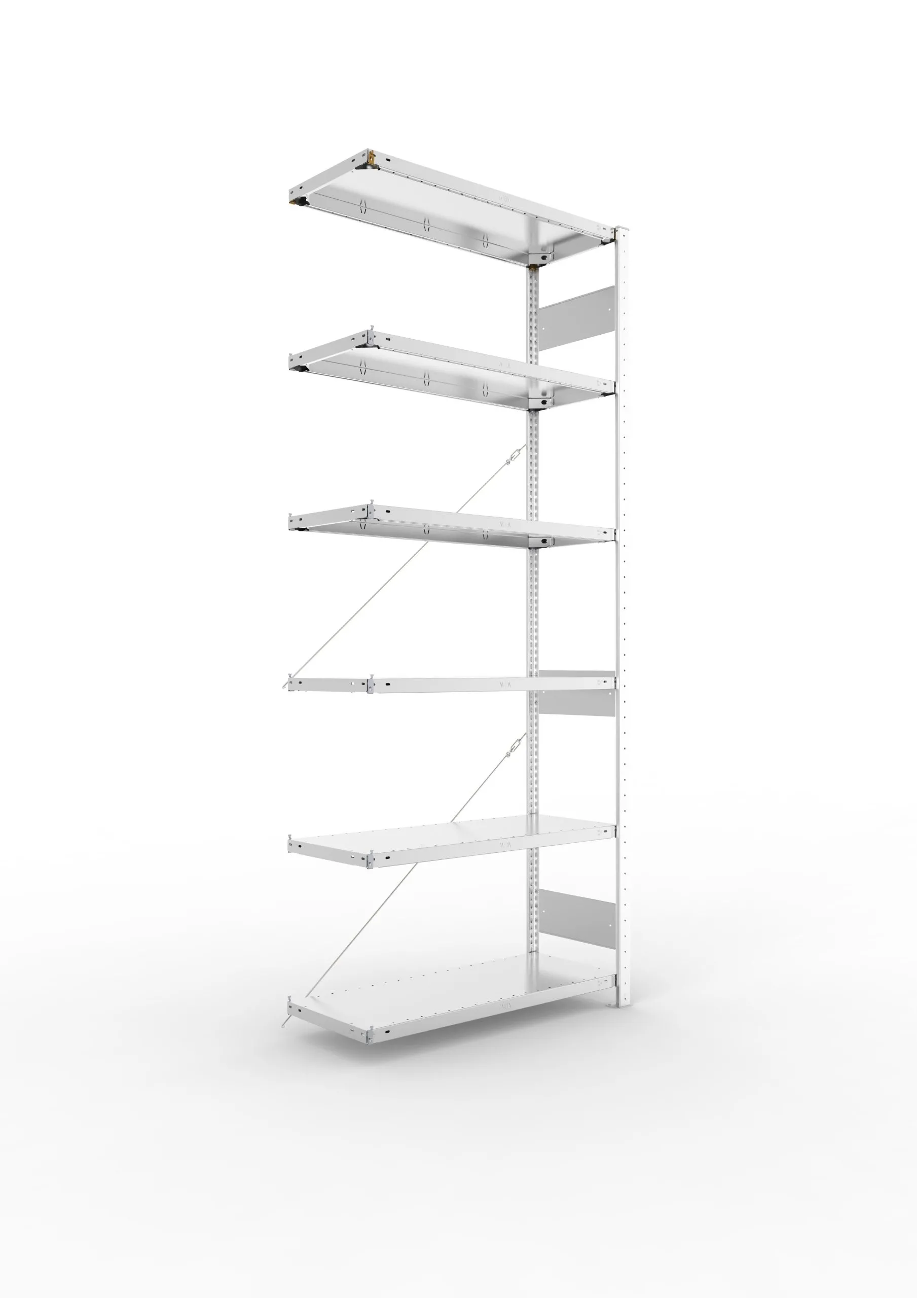 Meta Fachbodenregal Stecksystem S3 CLIP | Anbauregal | HxBxT 250x100x40cm | 6 Ebenen | Fachlast 150kg | Einseitig nutzbar | Verzinkt