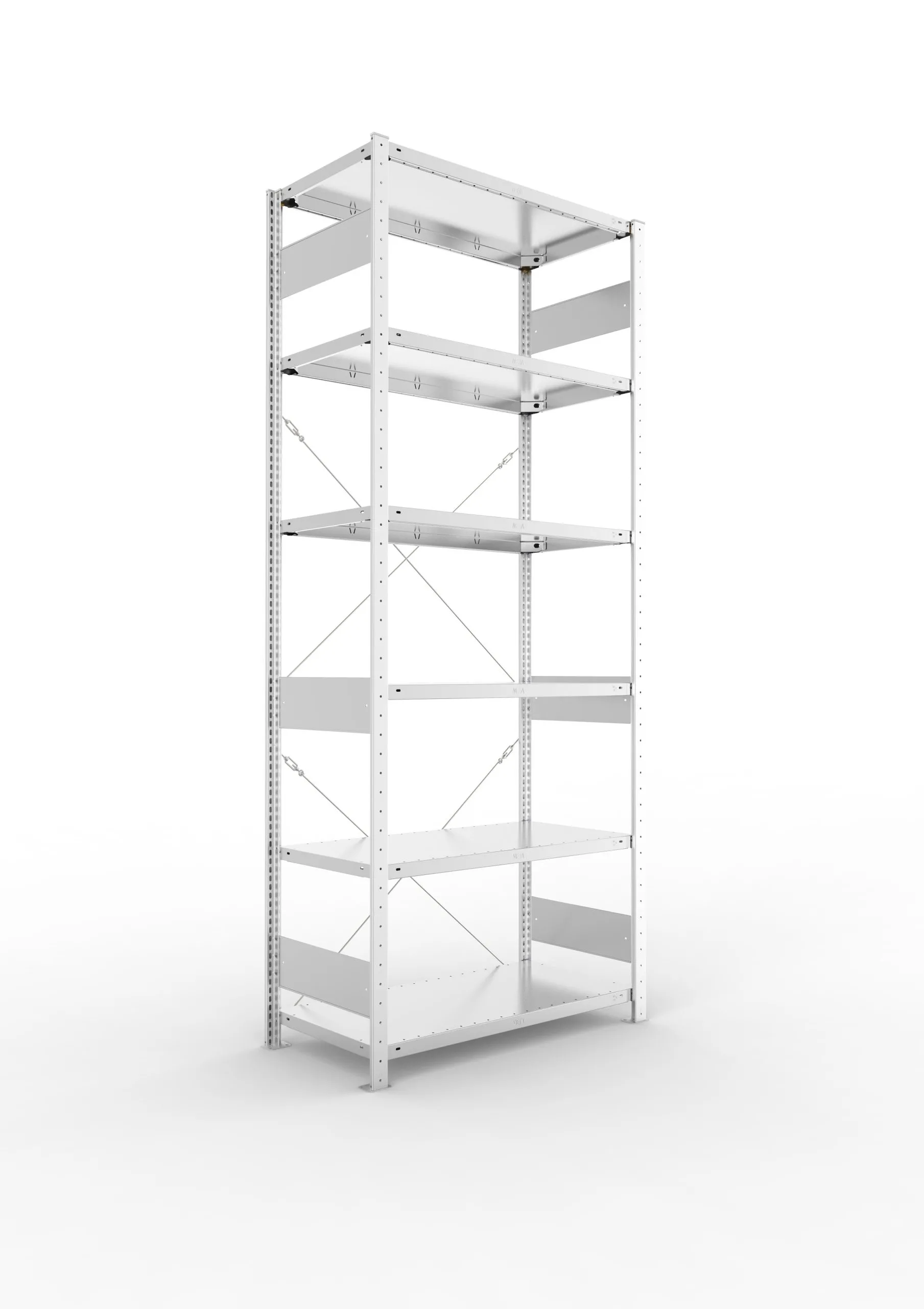 Meta Fachbodenregal Stecksystem S3 CLIP | Grundregal | HxBxT 250x100x50cm | 6 Ebenen | Fachlast 150kg | Einseitig nutzbar | Verzinkt