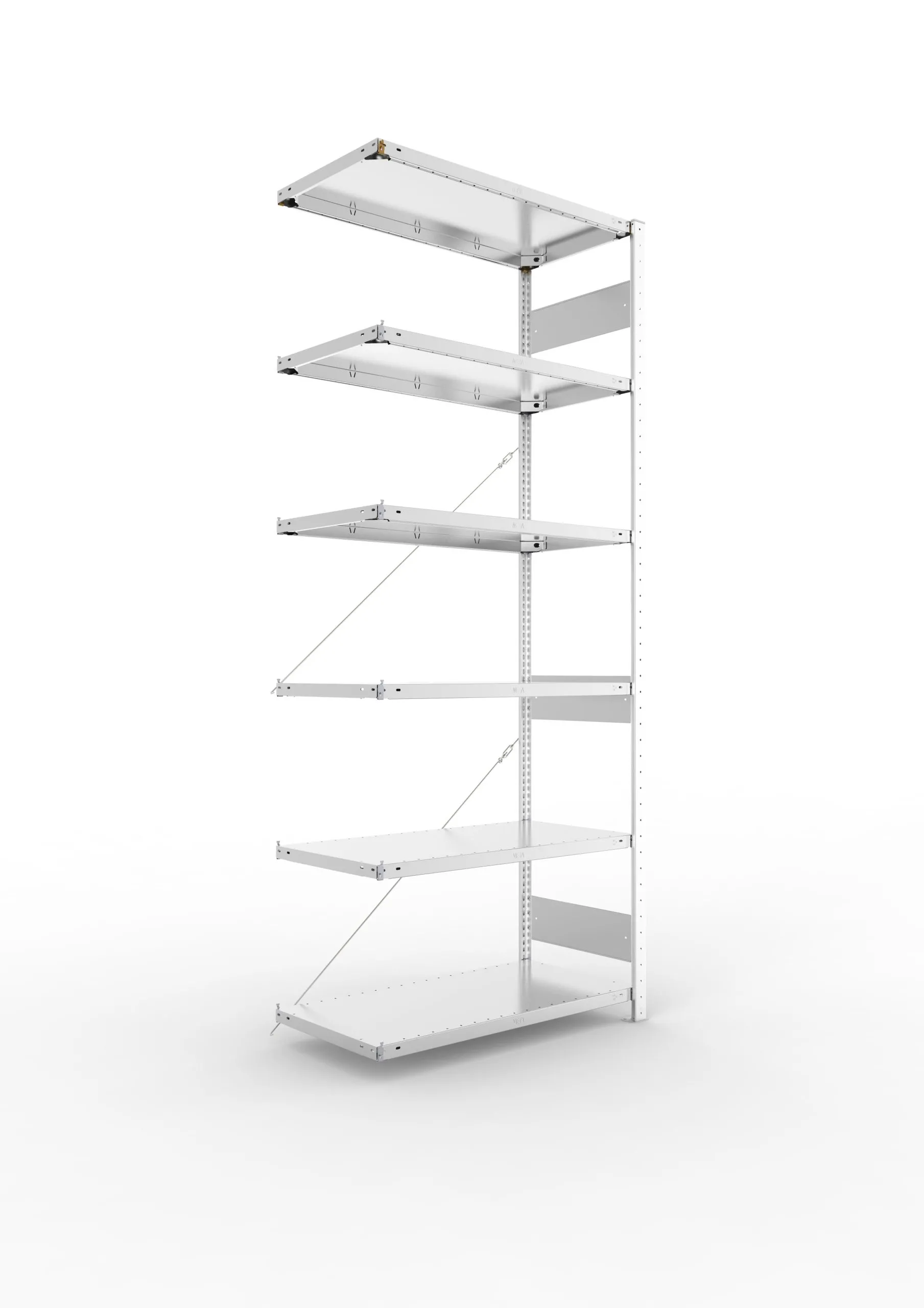 Meta Fachbodenregal Stecksystem S3 CLIP | Anbauregal | HxBxT 250x100x50cm | 6 Ebenen | Fachlast 150kg | Einseitig nutzbar | Verzinkt