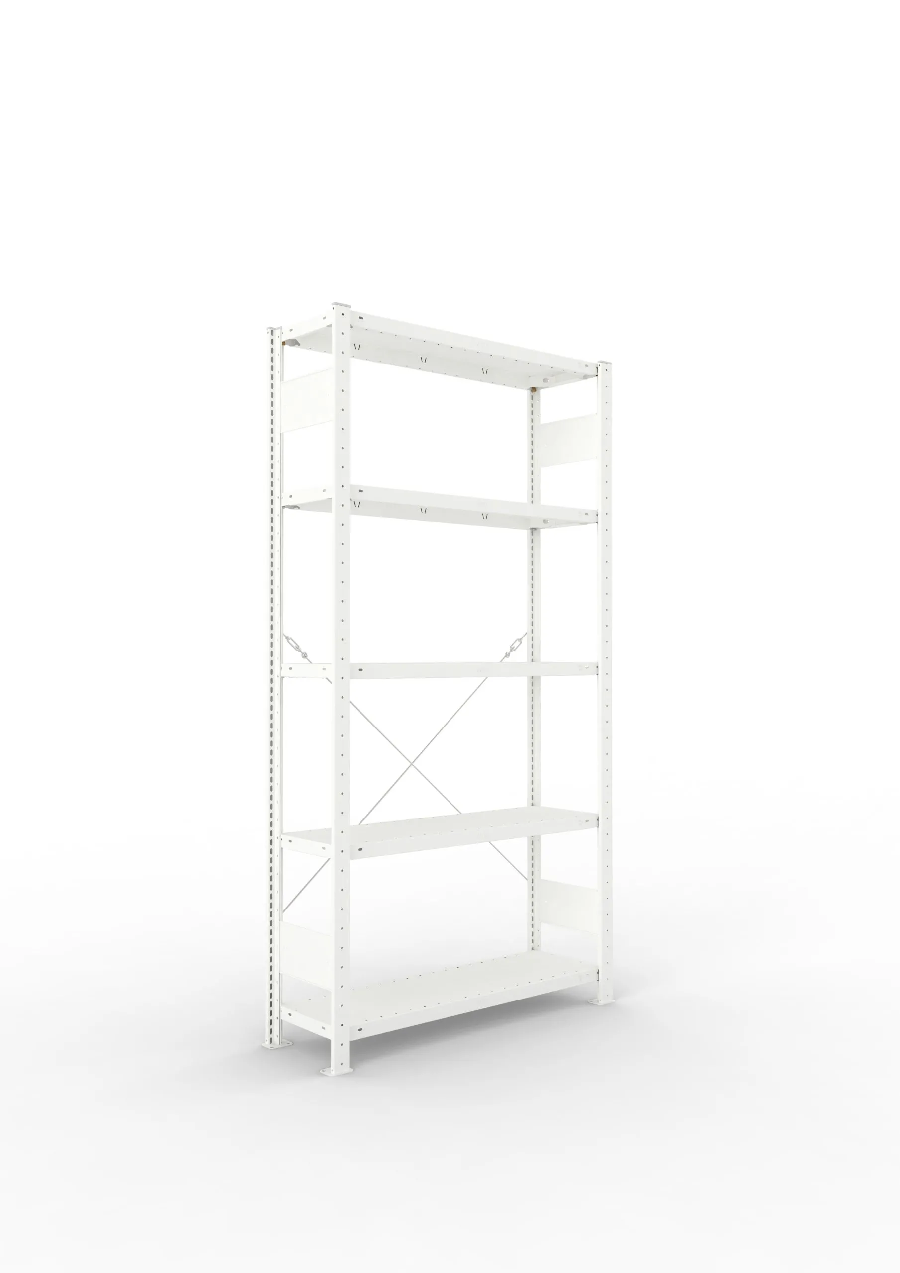 Meta Fachbodenregal Stecksystem CLIP mit vorgefertigten Rahmen | Grundregal | HxBxT 200x100x30cm | 5 Ebenen | Fachlast 150kg | Einseitig nutzbar | Lichtgrau