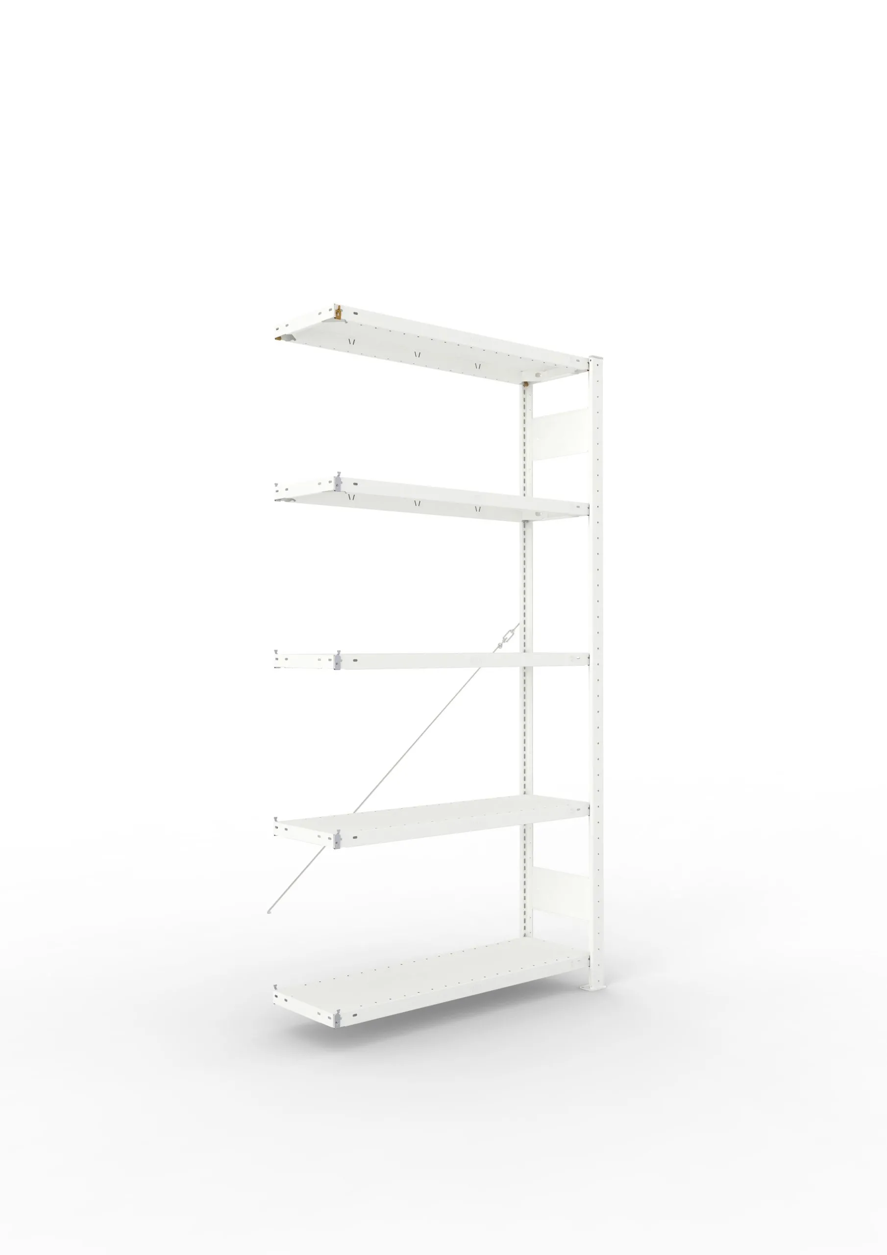 Meta Fachbodenregal Stecksystem CLIP mit vorgefertigten Rahmen | Anbauregal | HxBxT 200x100x30cm | 5 Ebenen | Fachlast 150kg | Einseitig nutzbar | Lichtgrau