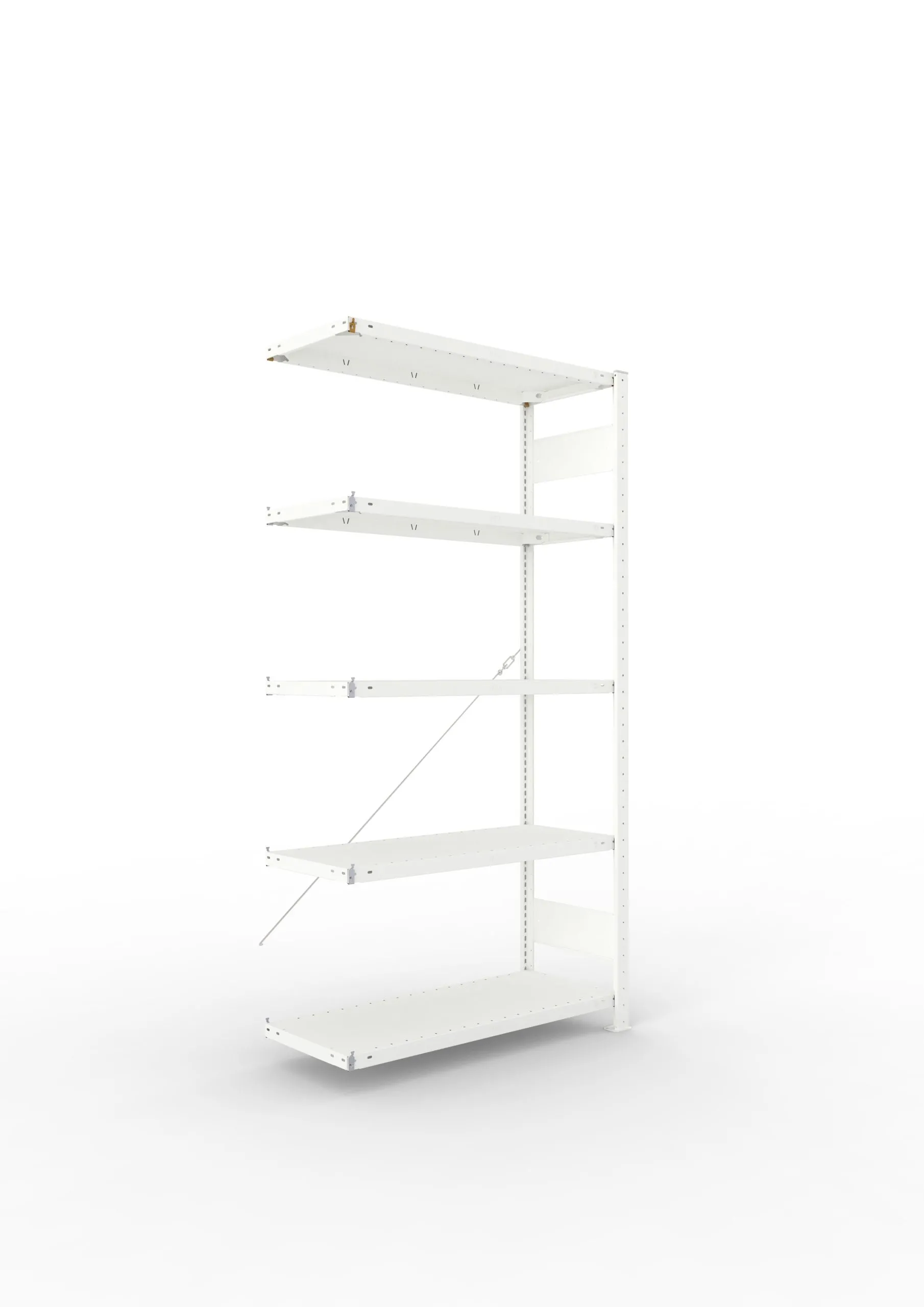 Meta Fachbodenregal Stecksystem CLIP mit vorgefertigten Rahmen | Anbauregal | HxBxT 200x100x40cm | 5 Ebenen | Fachlast 150kg | Einseitig nutzbar | Lichtgrau