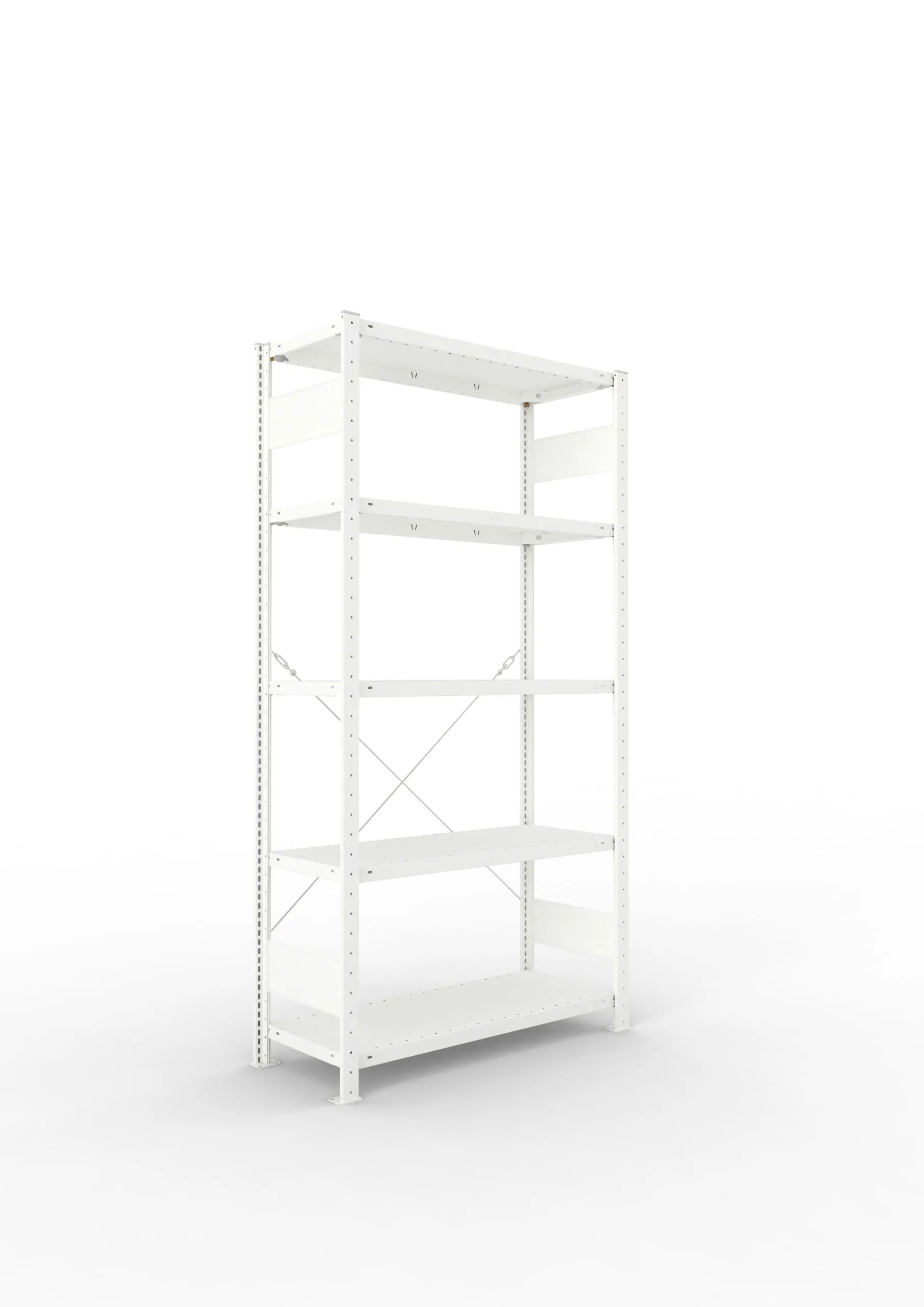 Meta Fachbodenregal Stecksystem CLIP mit vorgefertigten Rahmen | Grundregal | HxBxT 200x100x40cm | 5 Ebenen | Fachlast 150kg | Einseitig nutzbar | Lichtgrau