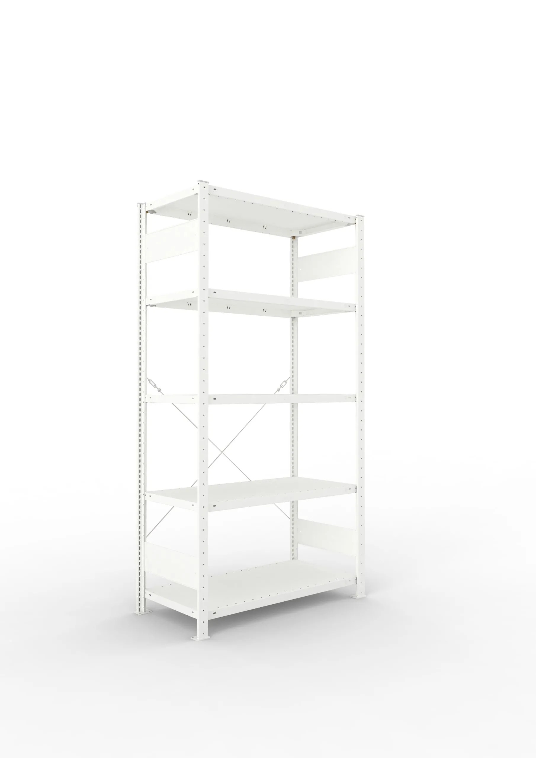 Meta Fachbodenregal Stecksystem CLIP mit vorgefertigten Rahmen | Grundregal | HxBxT 200x100x50cm | 5 Ebenen | Fachlast 150kg | Einseitig nutzbar | Lichtgrau