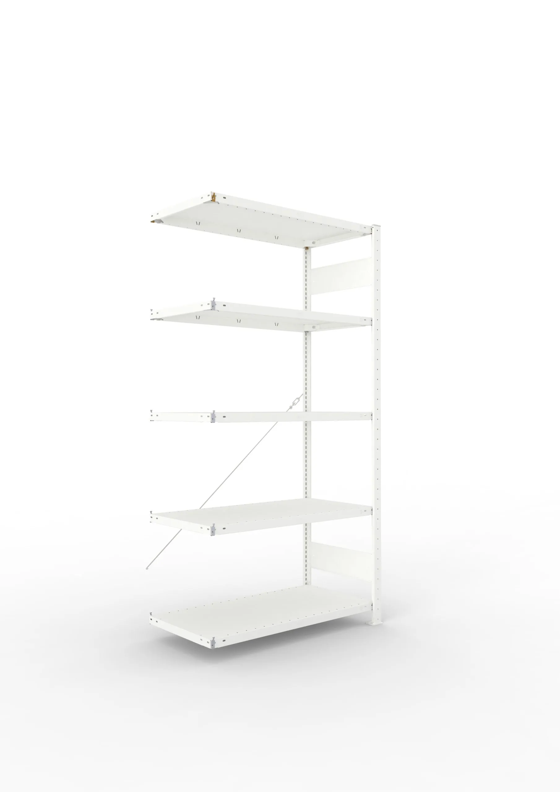 Meta Fachbodenregal Stecksystem CLIP mit vorgefertigten Rahmen | Anbauregal | HxBxT 200x100x50cm | 5 Ebenen | Fachlast 150kg | Einseitig nutzbar | Lichtgrau