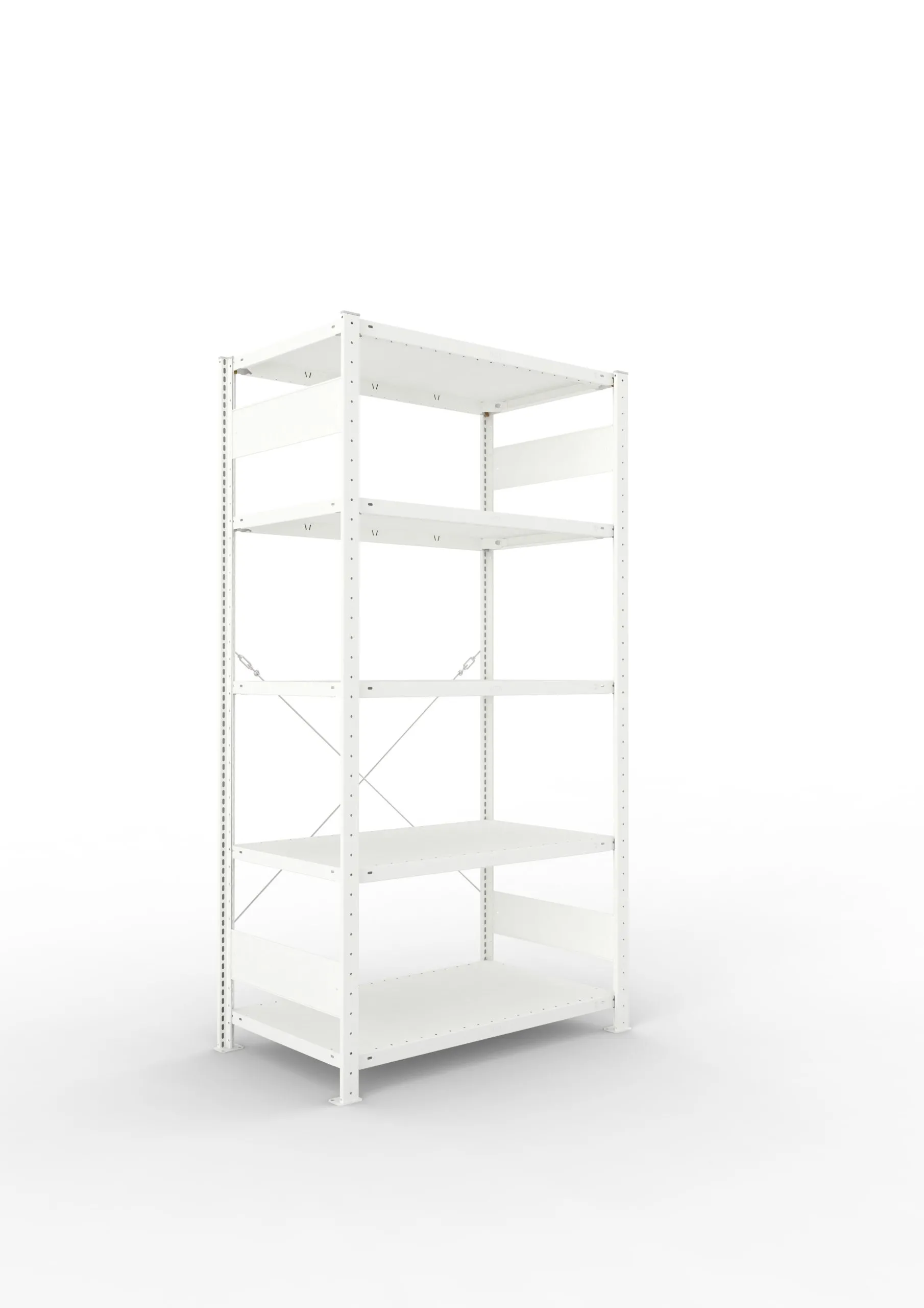 Meta Fachbodenregal Stecksystem CLIP mit vorgefertigten Rahmen | Grundregal | HxBxT 200x100x60cm | 5 Ebenen | Fachlast 150kg | Einseitig nutzbar | Lichtgrau