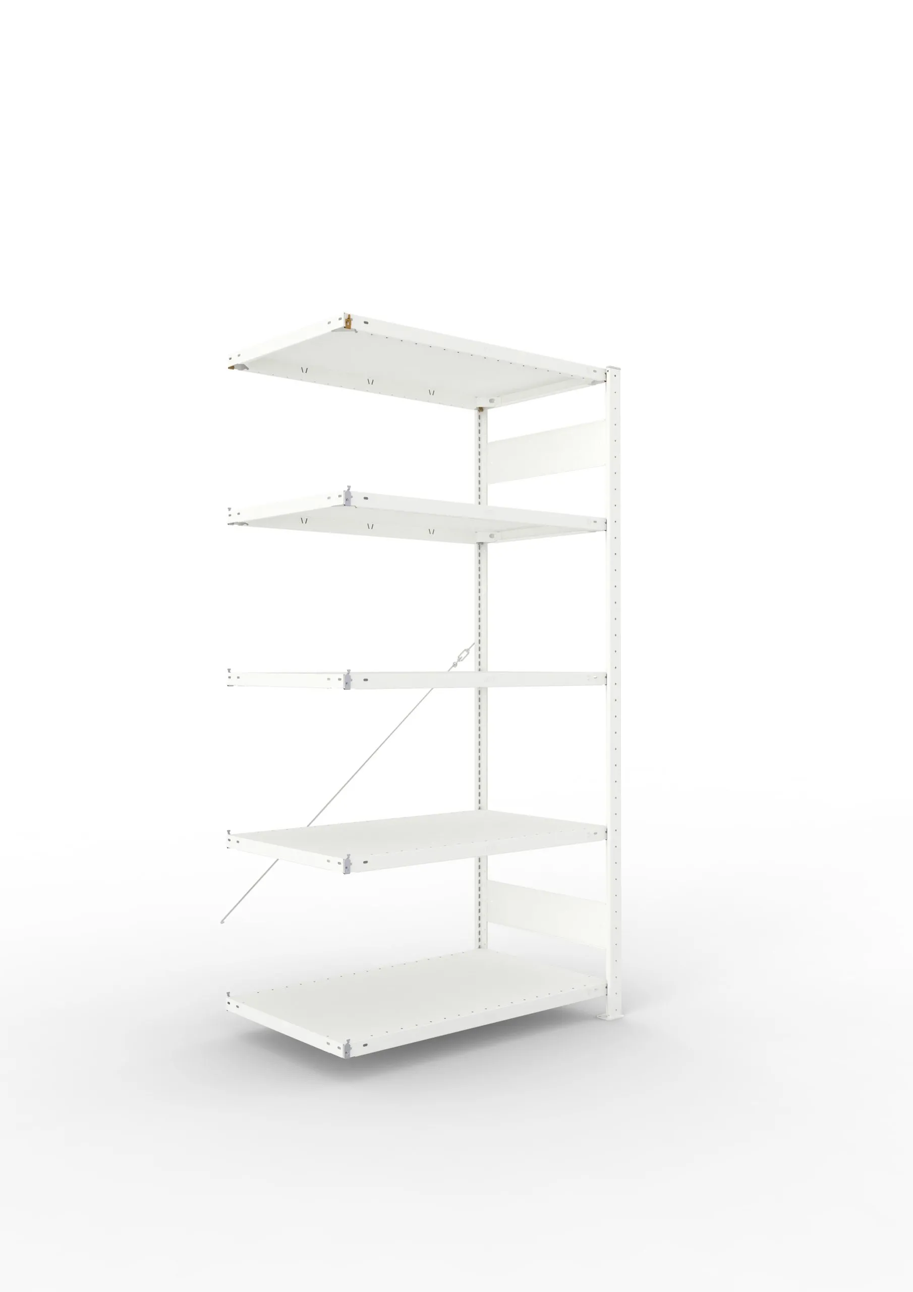 Meta Fachbodenregal Stecksystem CLIP mit vorgefertigten Rahmen | Anbauregal | HxBxT 200x100x60cm | 5 Ebenen | Fachlast 150kg | Einseitig nutzbar | Lichtgrau