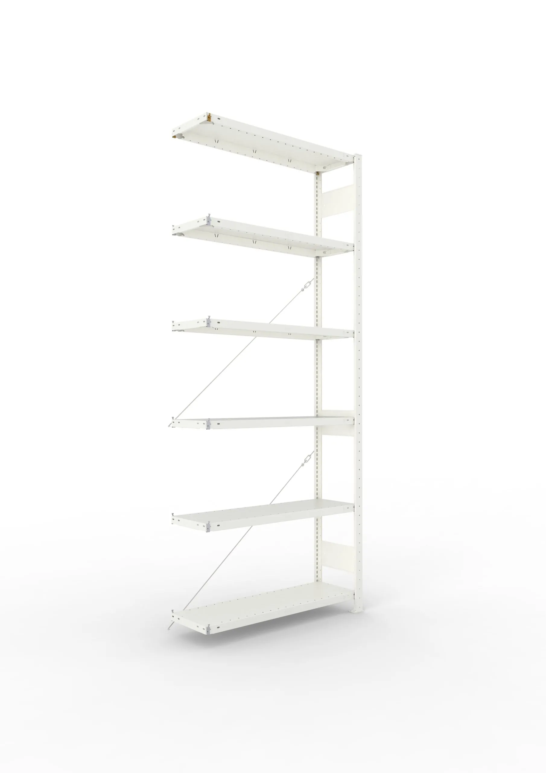 Meta Fachbodenregal Stecksystem CLIP mit vorgefertigten Rahmen | Anbauregal | HxBxT 250x100x30cm | 6 Ebenen | Fachlast 150kg | Einseitig nutzbar | Lichtgrau