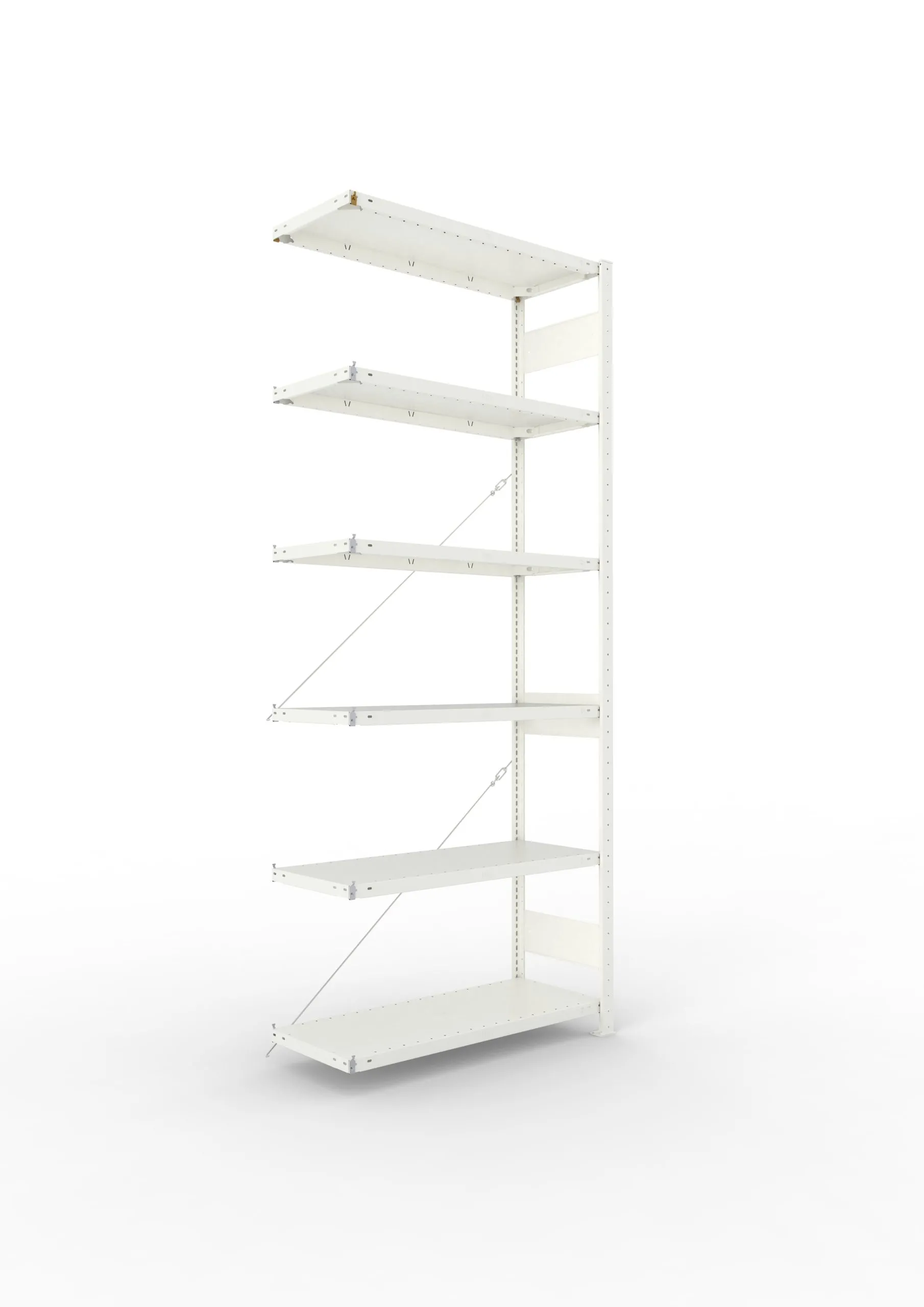 Meta Fachbodenregal Stecksystem CLIP mit vorgefertigten Rahmen | Anbauregal | HxBxT 250x100x40cm | 6 Ebenen | Fachlast 150kg | Einseitig nutzbar | Lichtgrau