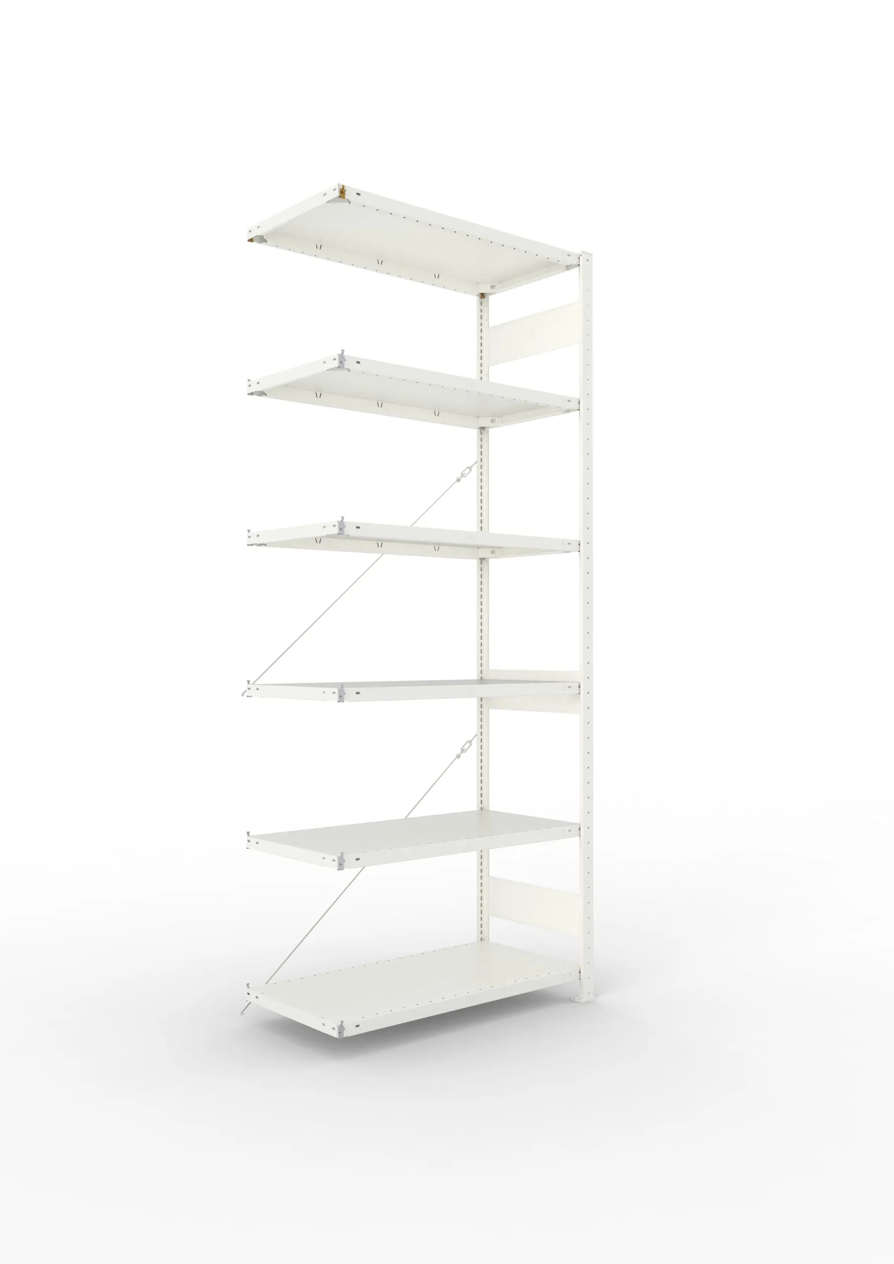 Meta Fachbodenregal Stecksystem CLIP mit vorgefertigten Rahmen | Anbauregal | HxBxT 250x100x50cm | 6 Ebenen | Fachlast 150kg | Einseitig nutzbar | Lichtgrau