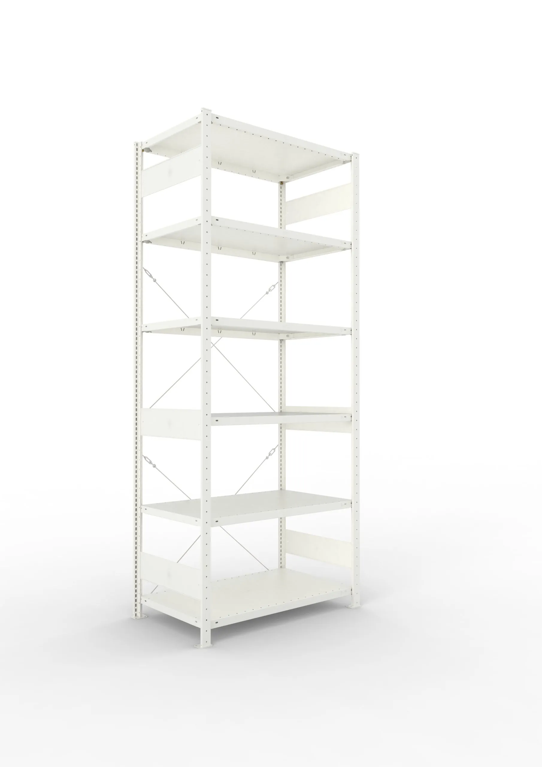 Meta Fachbodenregal Stecksystem CLIP mit vorgefertigten Rahmen | Grundregal | HxBxT 250x100x60cm | 6 Ebenen | Fachlast 150kg | Einseitig nutzbar | Lichtgrau