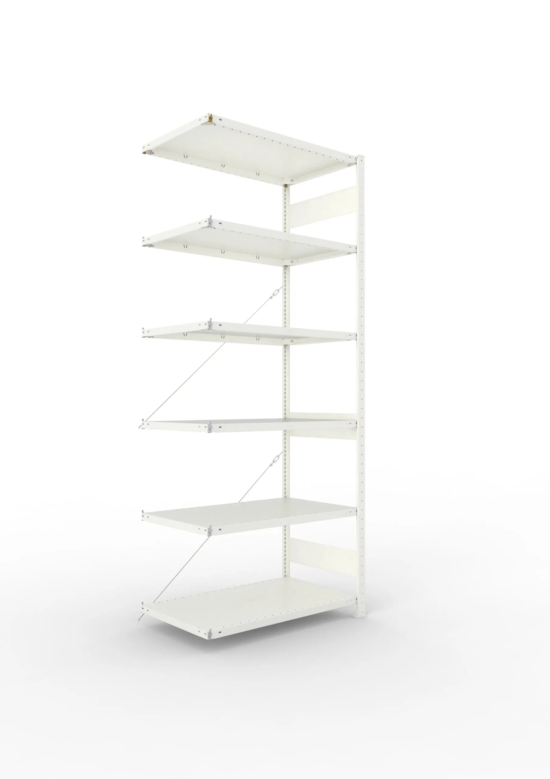 Meta Fachbodenregal Stecksystem CLIP mit vorgefertigten Rahmen | Anbauregal | HxBxT 250x100x60cm | 6 Ebenen | Fachlast 150kg | Einseitig nutzbar | Lichtgrau