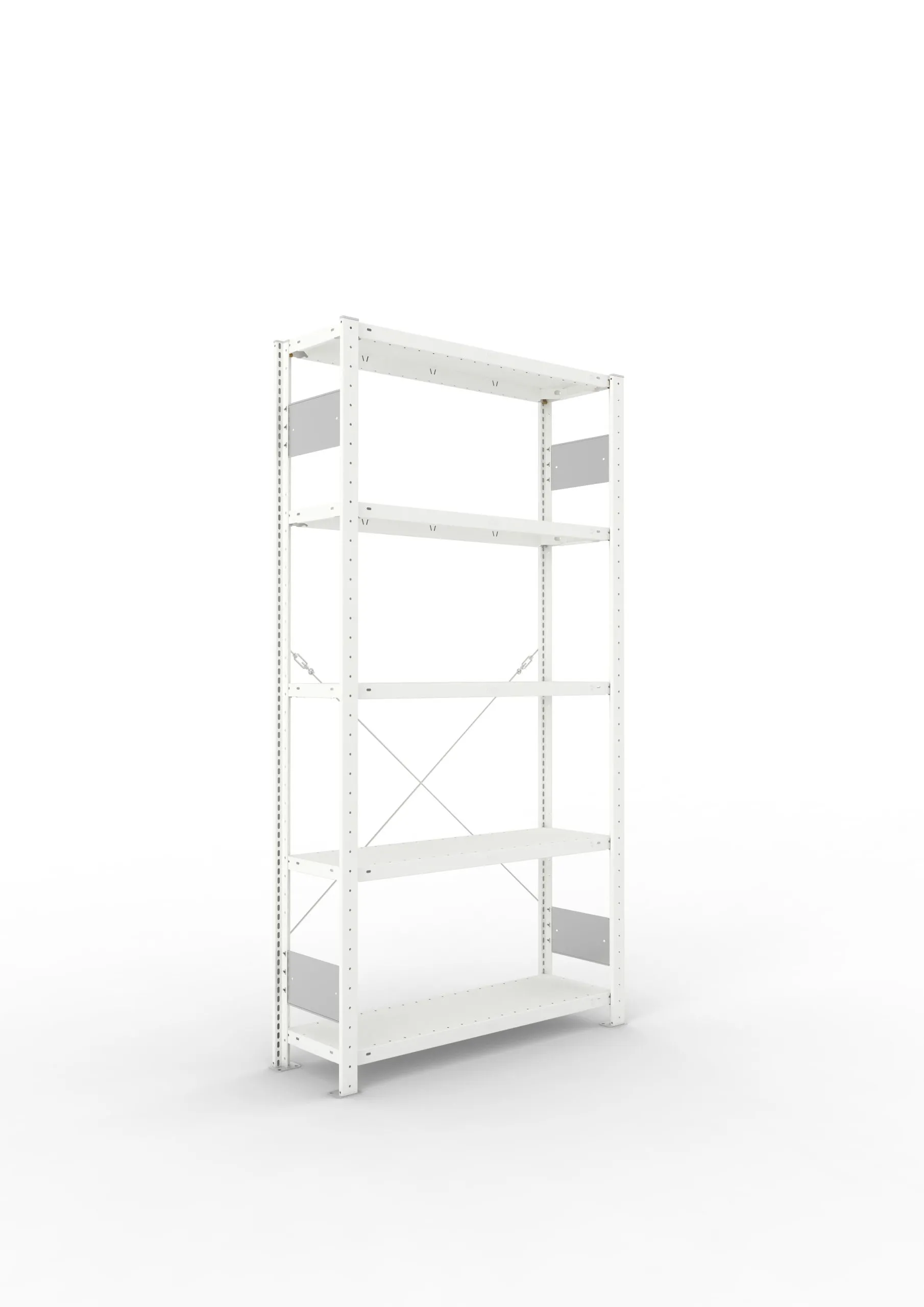 Meta Fachbodenregal Stecksystem S3 CLIP | Grundregal | HxBxT 200x100x30cm | 5 Ebenen | Fachlast 150kg | Einseitig nutzbar | Lichtgrau