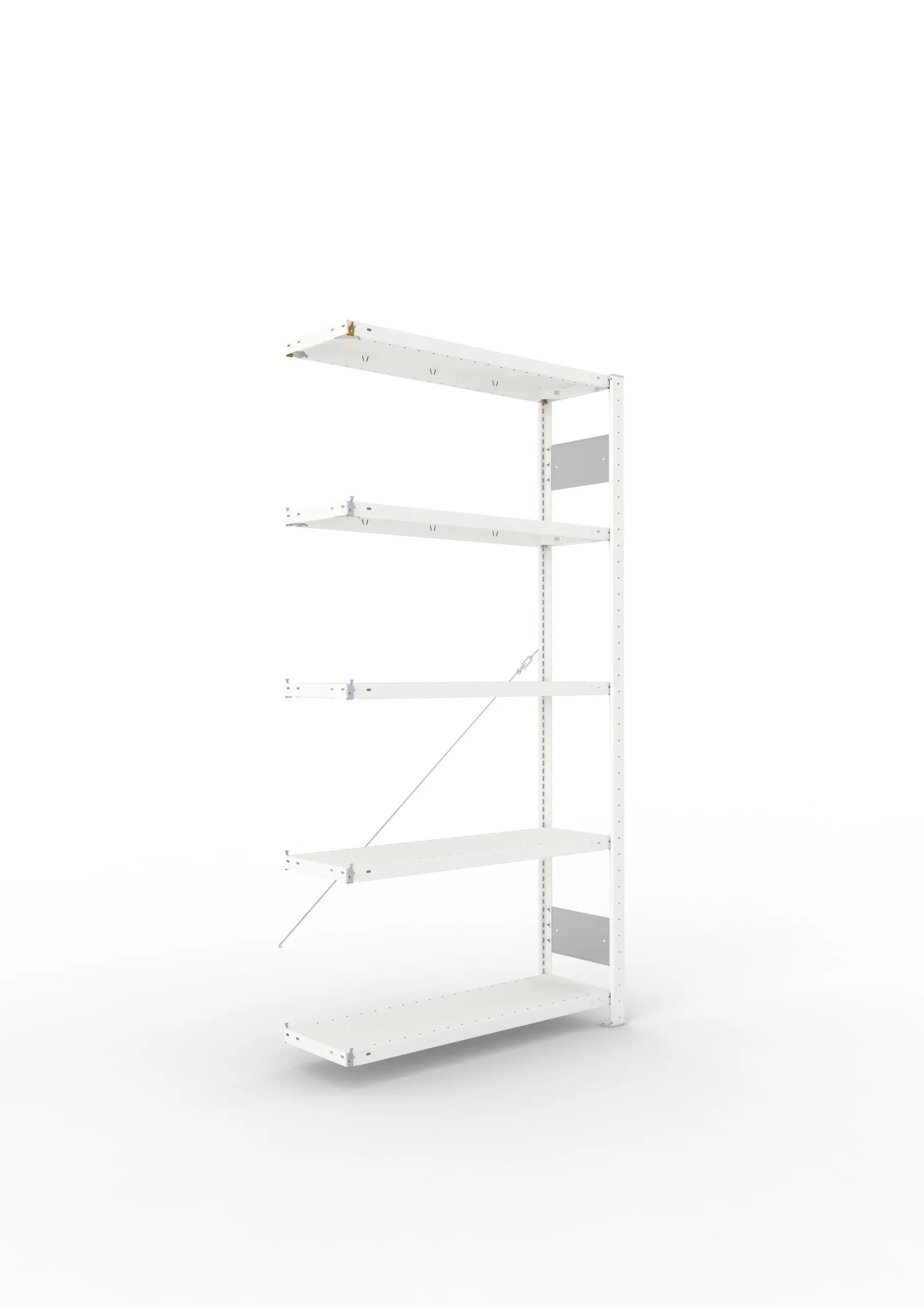 Meta Fachbodenregal Stecksystem S3 CLIP | Anbauregal | HxBxT 200x100x30cm | 5 Ebenen | Fachlast 150kg | Einseitig nutzbar | Lichtgrau