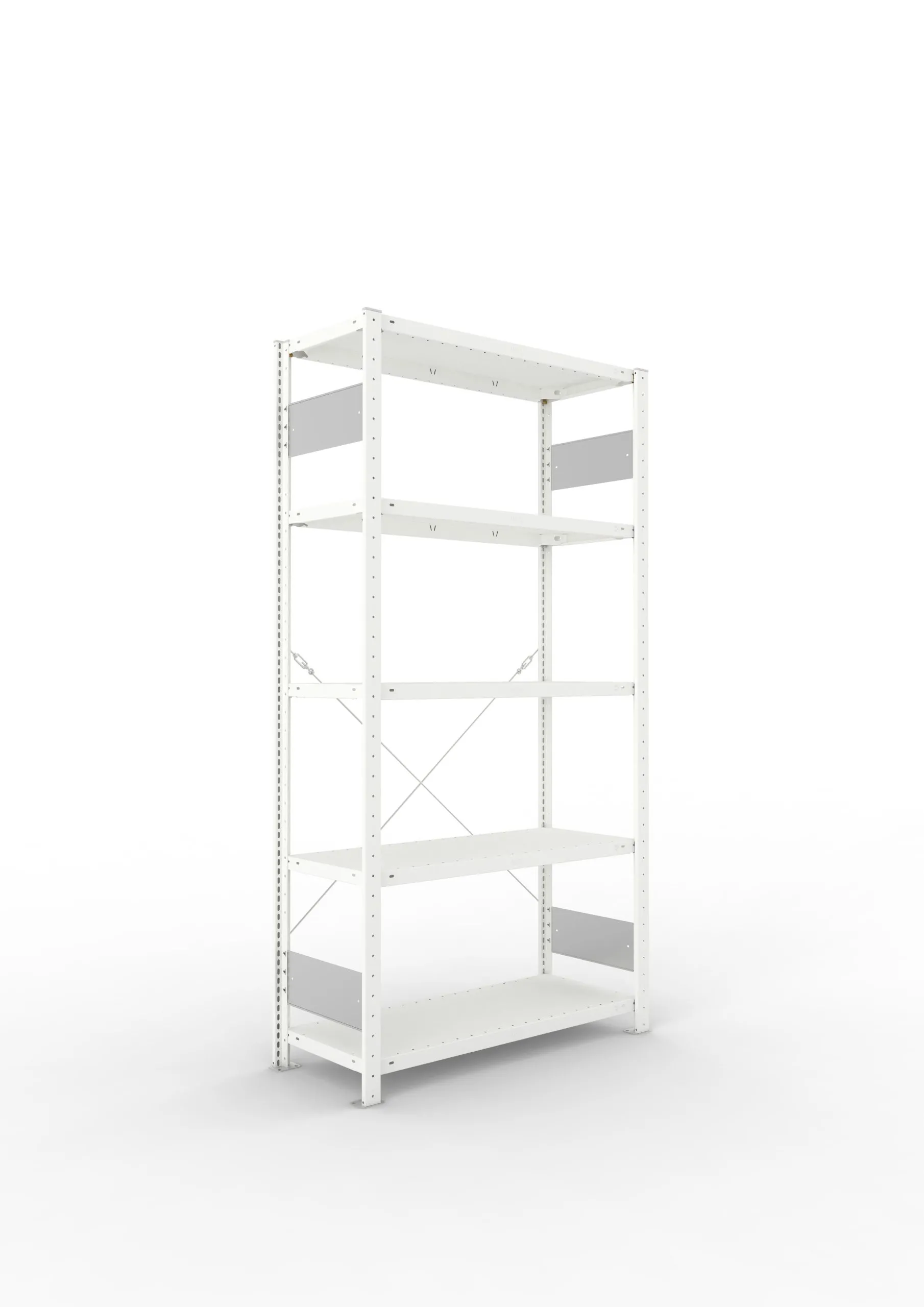 Meta Fachbodenregal Stecksystem S3 CLIP | Grundregal | HxBxT 200x100x40cm | 5 Ebenen | Fachlast 150kg | Einseitig nutzbar | Lichtgrau