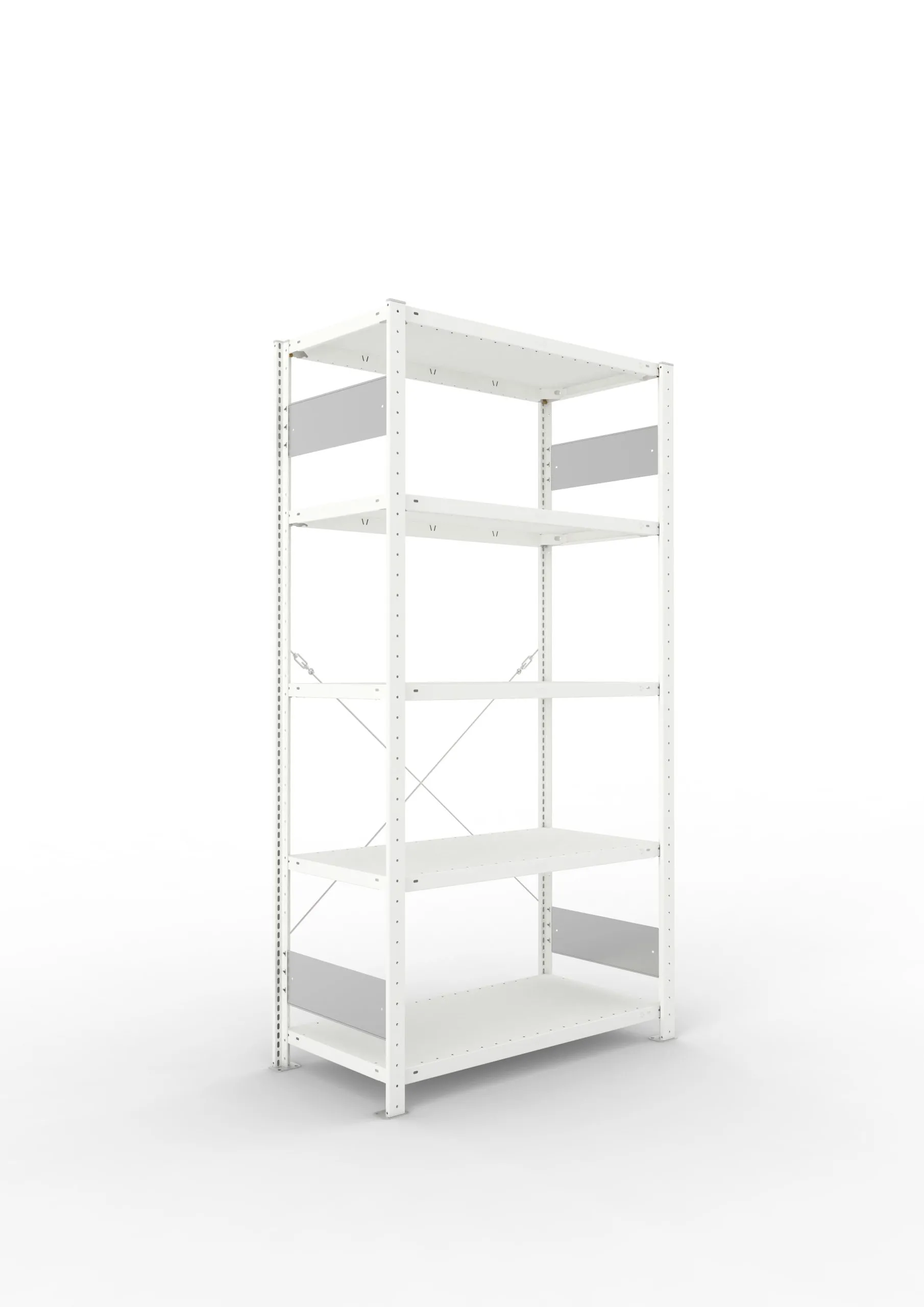 Meta Fachbodenregal Stecksystem S3 CLIP | Grundregal | HxBxT 200x100x50cm | 5 Ebenen | Fachlast 150kg | Einseitig nutzbar | Lichtgrau