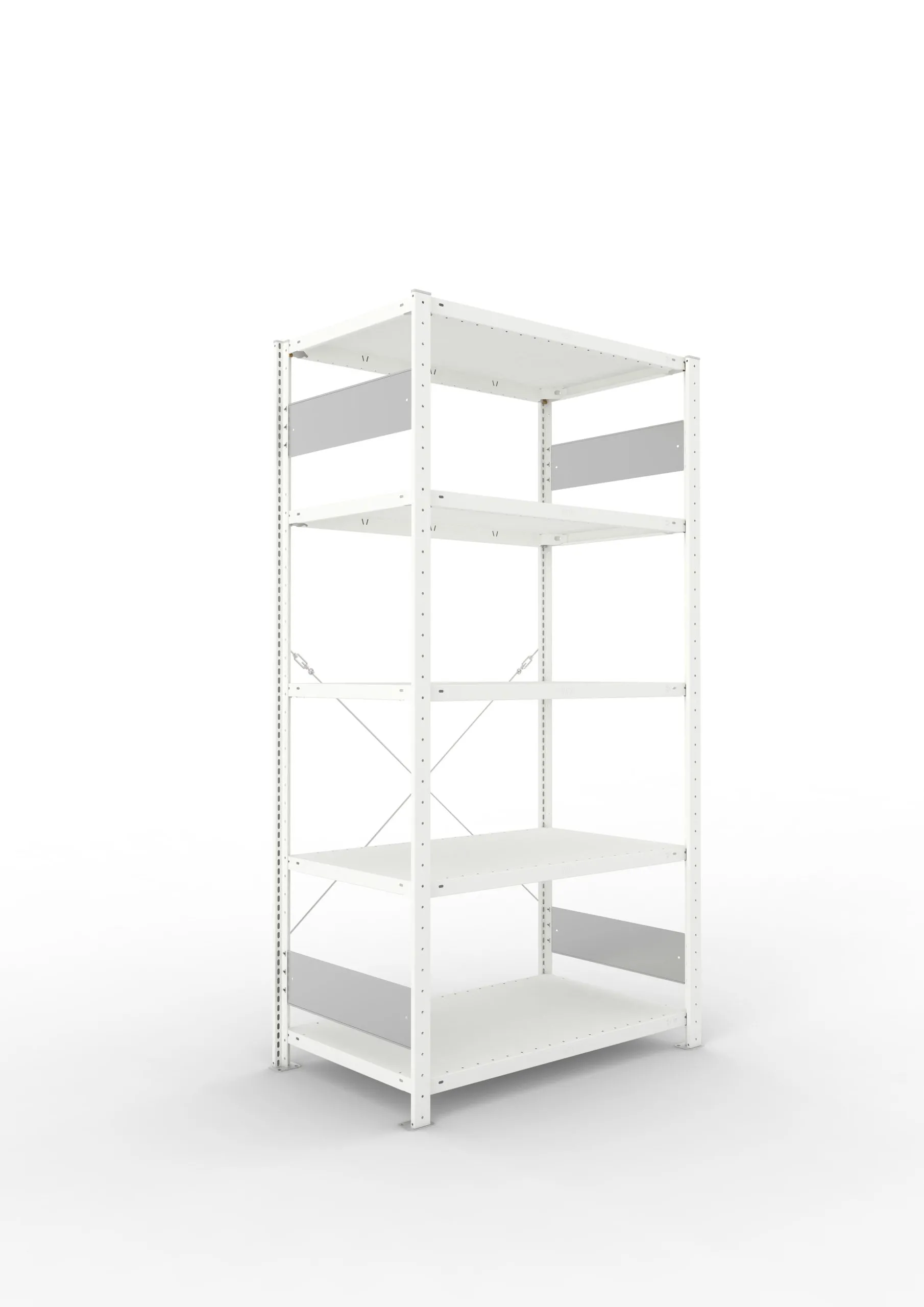 Meta Fachbodenregal Stecksystem S3 CLIP | Grundregal | HxBxT 200x100x60cm | 5 Ebenen | Fachlast 150kg | Einseitig nutzbar | Lichtgrau