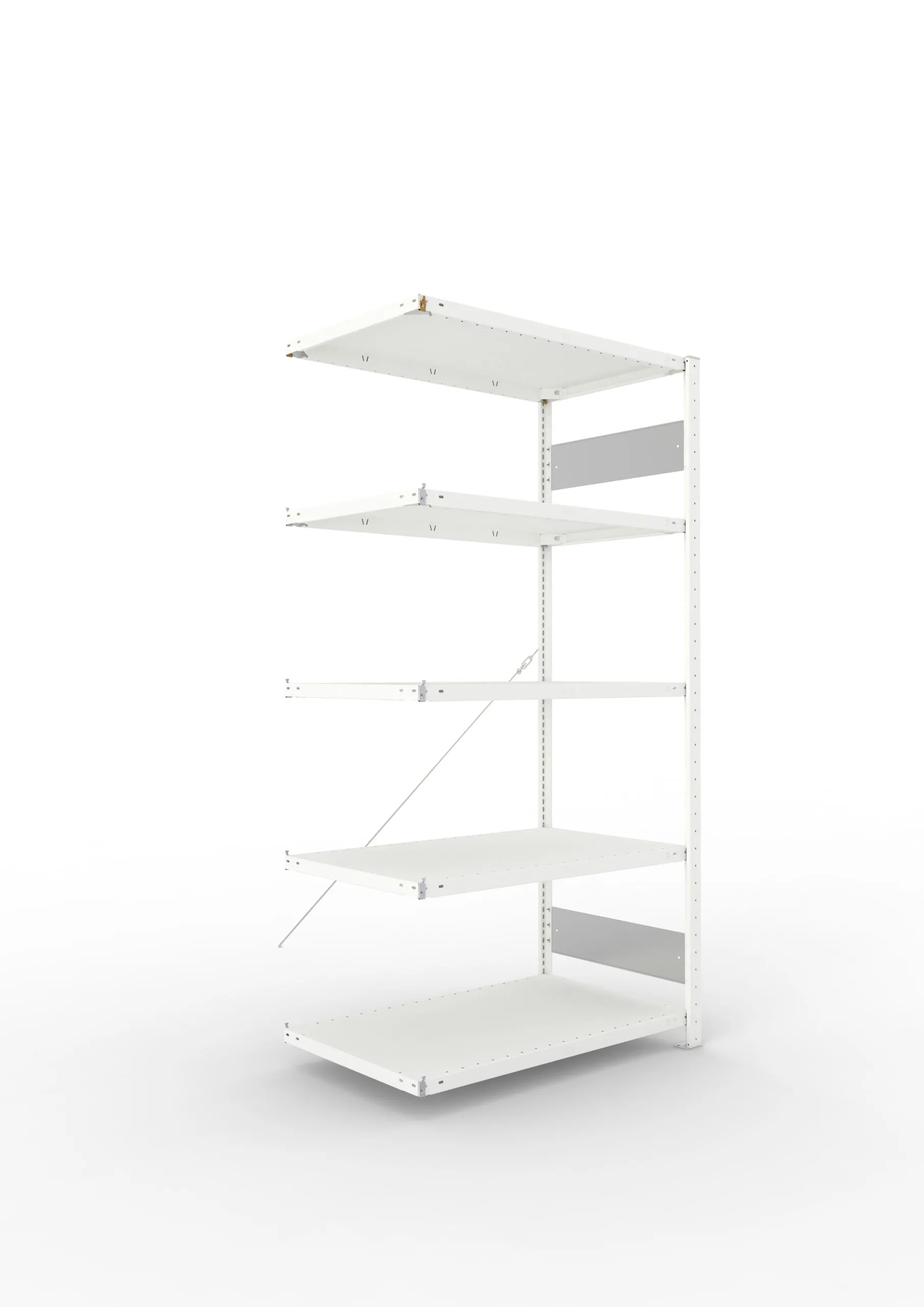 Meta Fachbodenregal Stecksystem S3 CLIP | Anbauregal | HxBxT 200x100x60cm | 5 Ebenen | Fachlast 150kg | Einseitig nutzbar | Lichtgrau