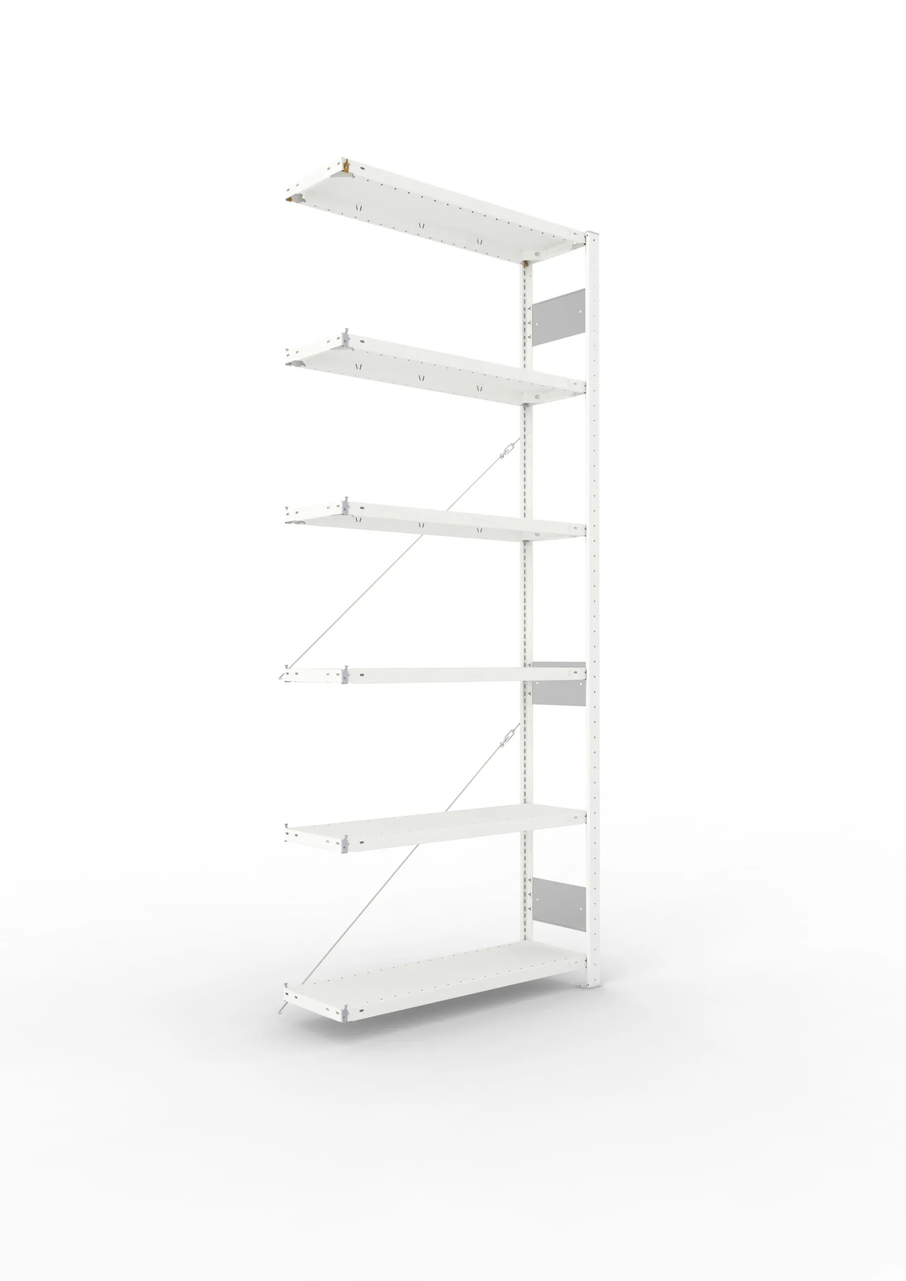 Meta Fachbodenregal Stecksystem S3 CLIP | Anbauregal | HxBxT 250x100x30cm | 6 Ebenen | Fachlast 150kg | Einseitig nutzbar | Lichtgrau