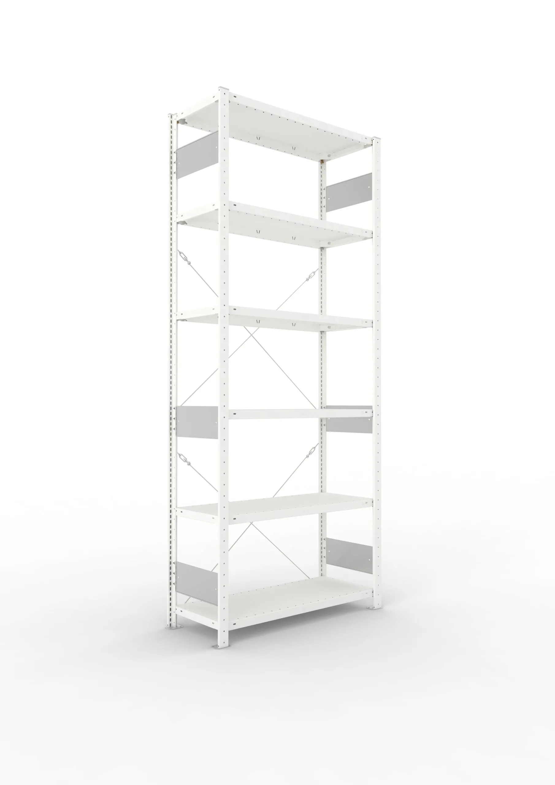 Meta Fachbodenregal Stecksystem S3 CLIP | Grundregal | HxBxT 250x100x40cm | 6 Ebenen | Fachlast 150kg | Einseitig nutzbar | Lichtgrau