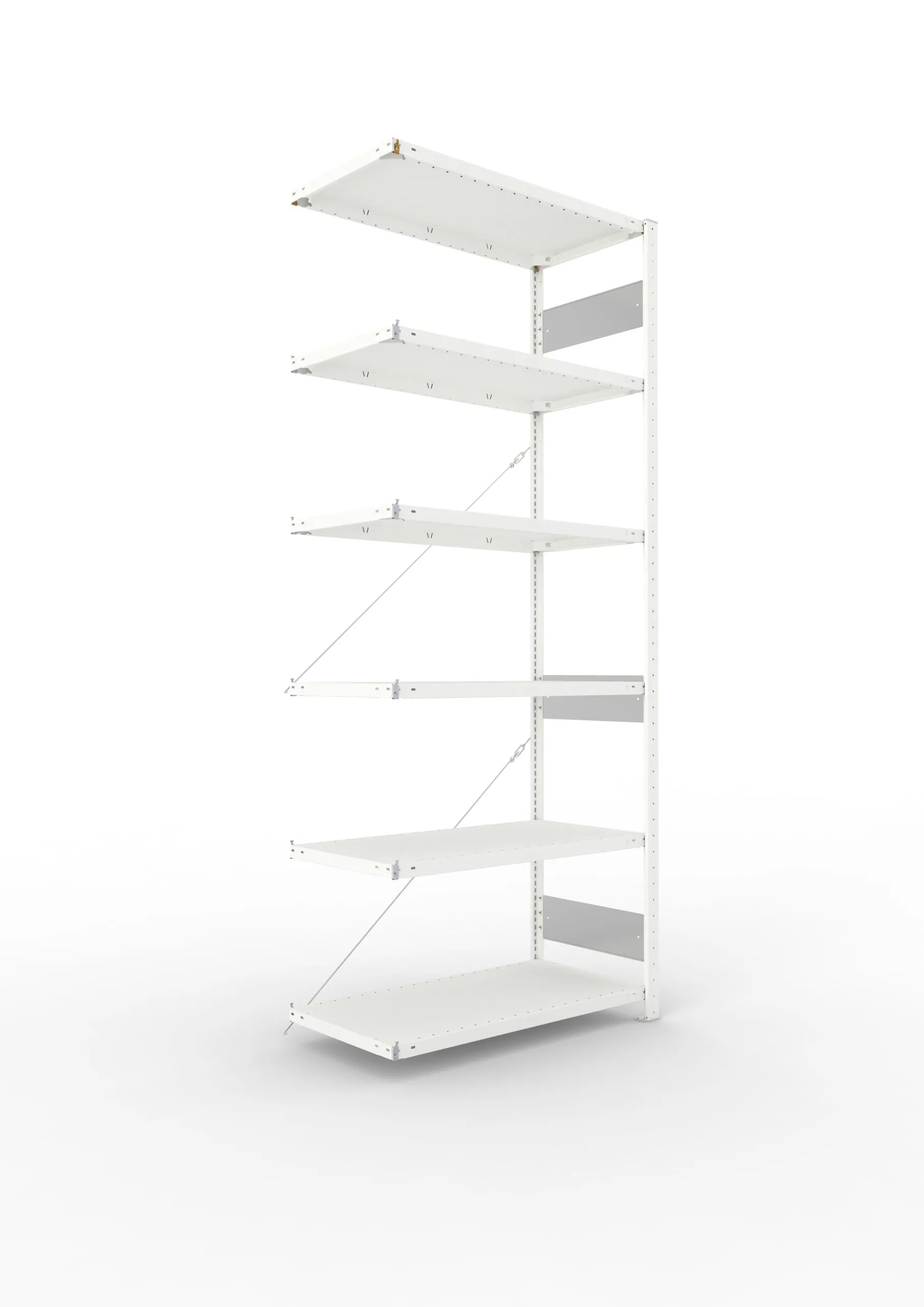 Meta Fachbodenregal Stecksystem S3 CLIP | Anbauregal | HxBxT 250x100x50cm | 6 Ebenen | Fachlast 150kg | Einseitig nutzbar | Lichtgrau