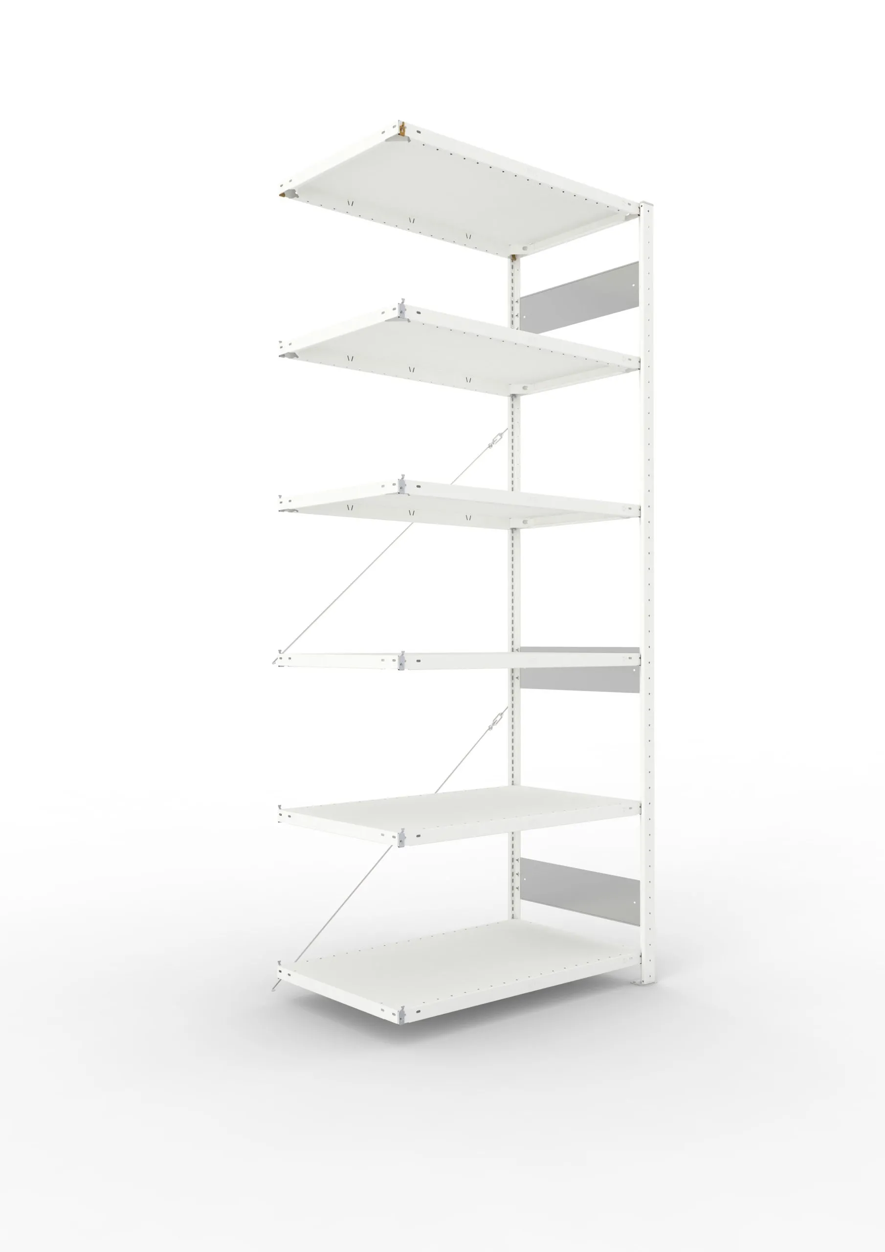 Meta Fachbodenregal Stecksystem S3 CLIP | Anbauregal | HxBxT 250x100x60cm | 6 Ebenen | Fachlast 150kg | Einseitig nutzbar | Lichtgrau