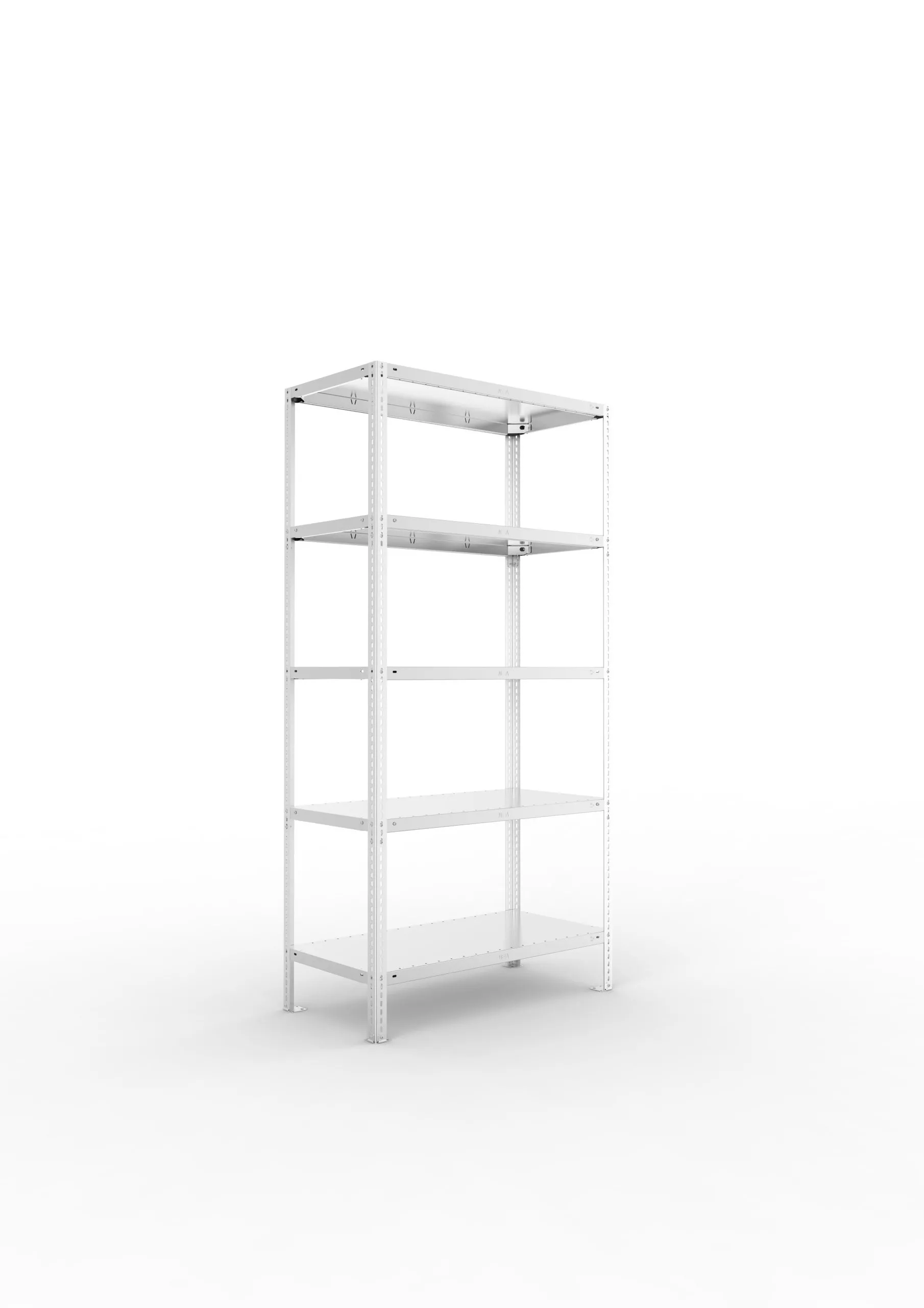 Meta Fachbodenregal Schraubsystem FIX | Grundregal | HxBxT 200x100x50cm | 5 Ebenen | Fachlast 150kg | Einseitig nutzbar | Verzinkt