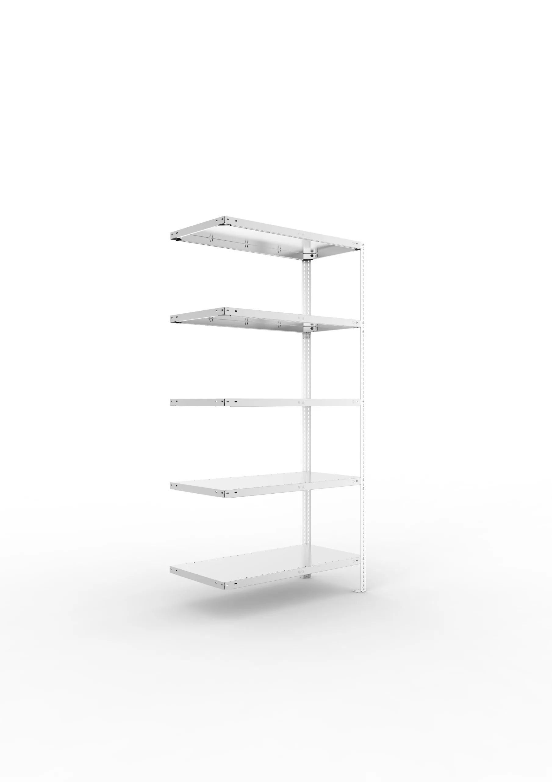 Meta Fachbodenregal Schraubsystem FIX | Anbauregal | HxBxT 200x100x50cm | 5 Ebenen | Fachlast 150kg | Einseitig nutzbar | Verzinkt