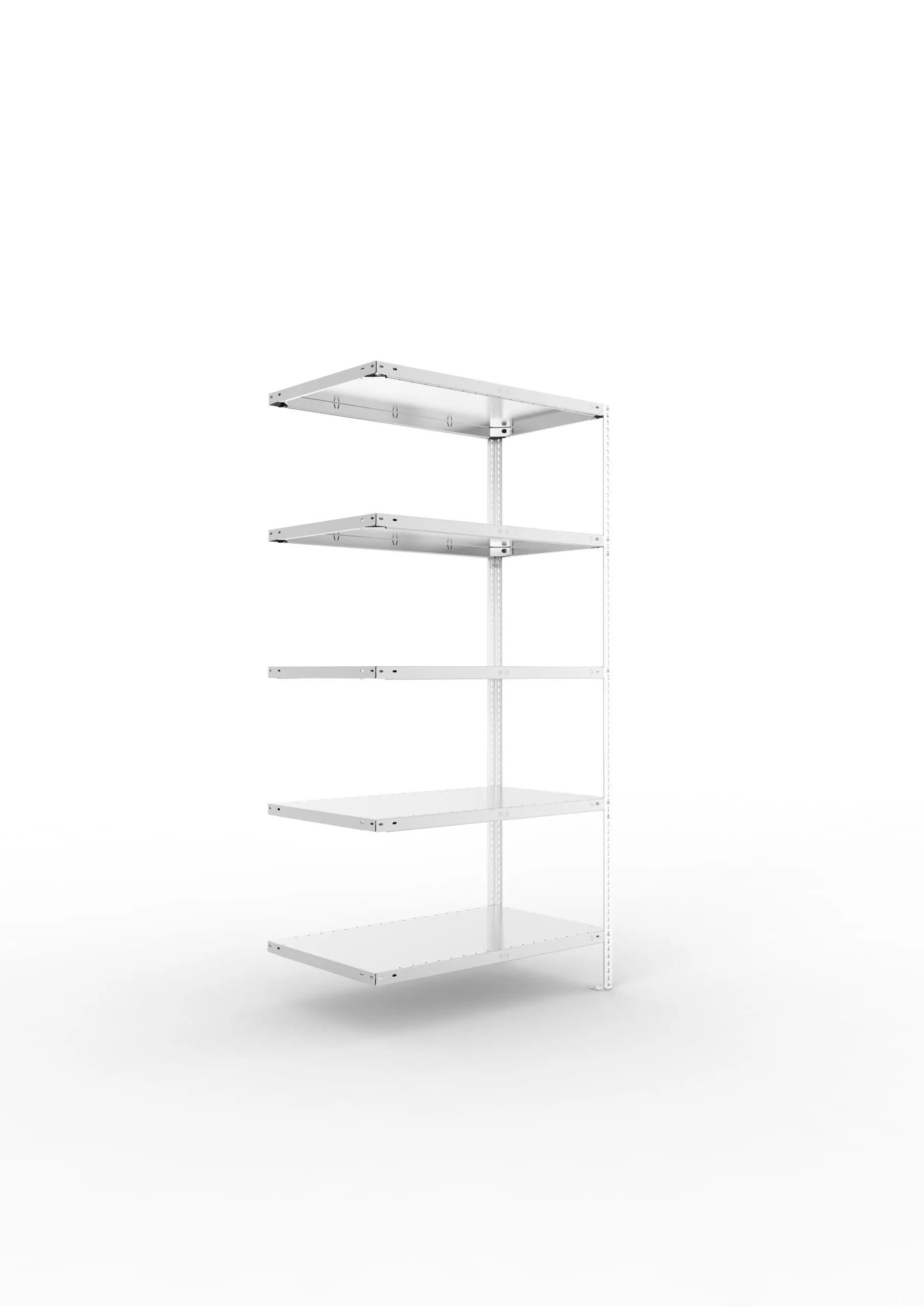 Meta Fachbodenregal Schraubsystem FIX | Anbauregal | HxBxT 200x100x60cm | 5 Ebenen | Fachlast 150kg | Einseitig nutzbar | Verzinkt