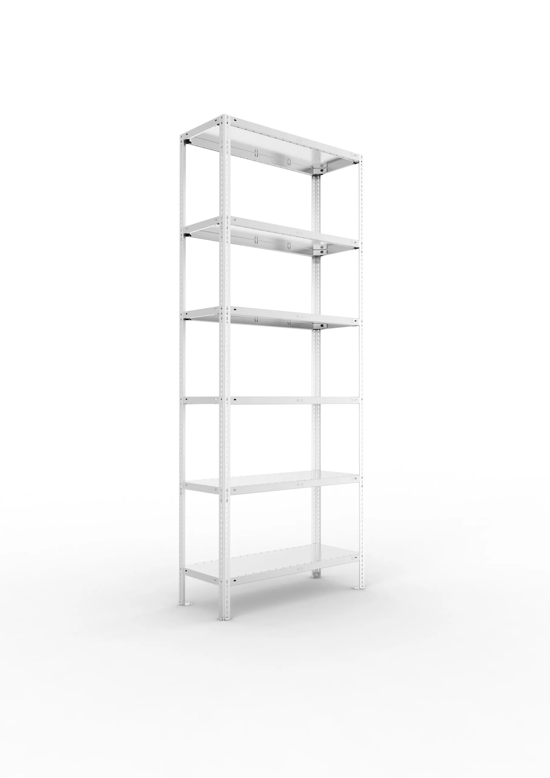 Meta Fachbodenregal Schraubsystem FIX | Grundregal | HxBxT 250x100x40cm | 6 Ebenen | Fachlast 150kg | Einseitig nutzbar | Verzinkt