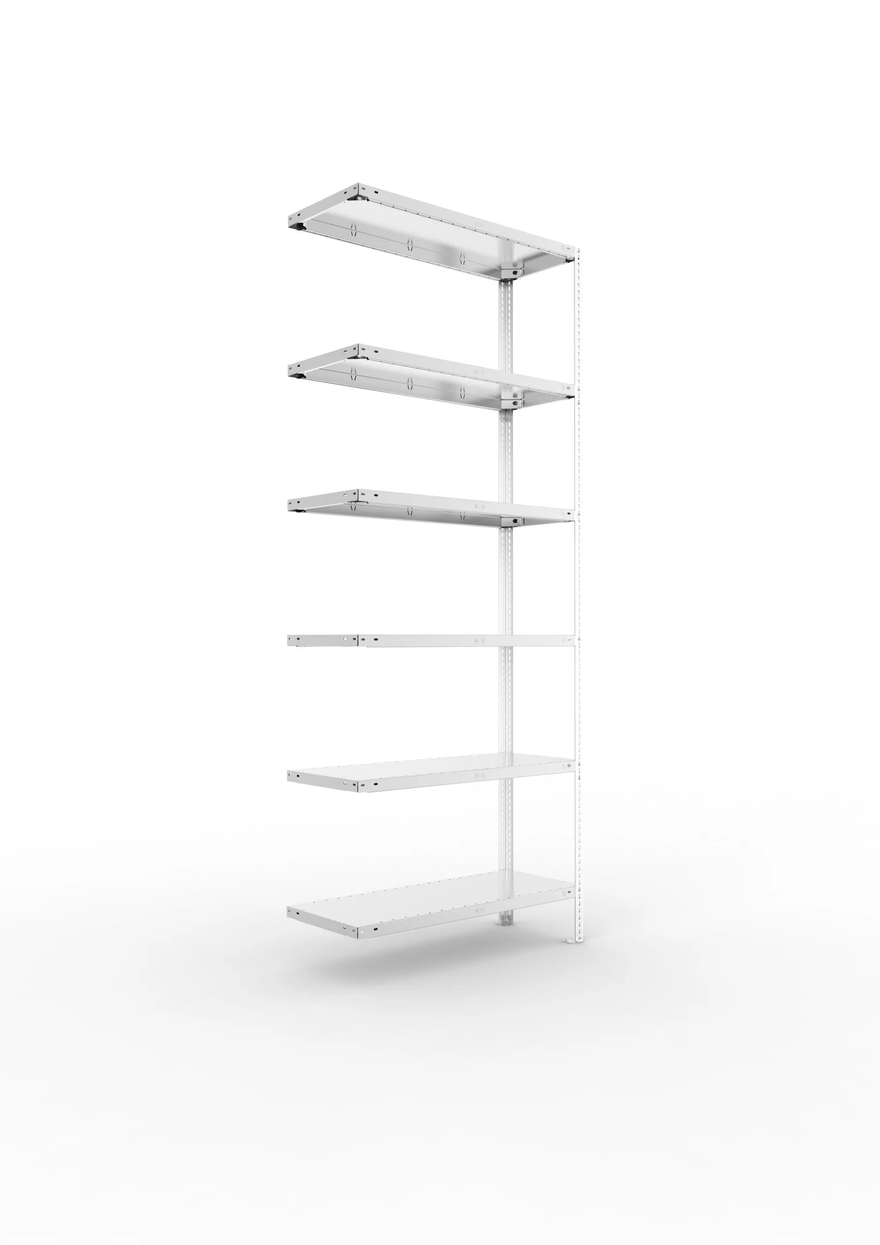 Meta Fachbodenregal Schraubsystem FIX | Anbauregal | HxBxT 250x100x40cm | 6 Ebenen | Fachlast 150kg | Einseitig nutzbar | Verzinkt