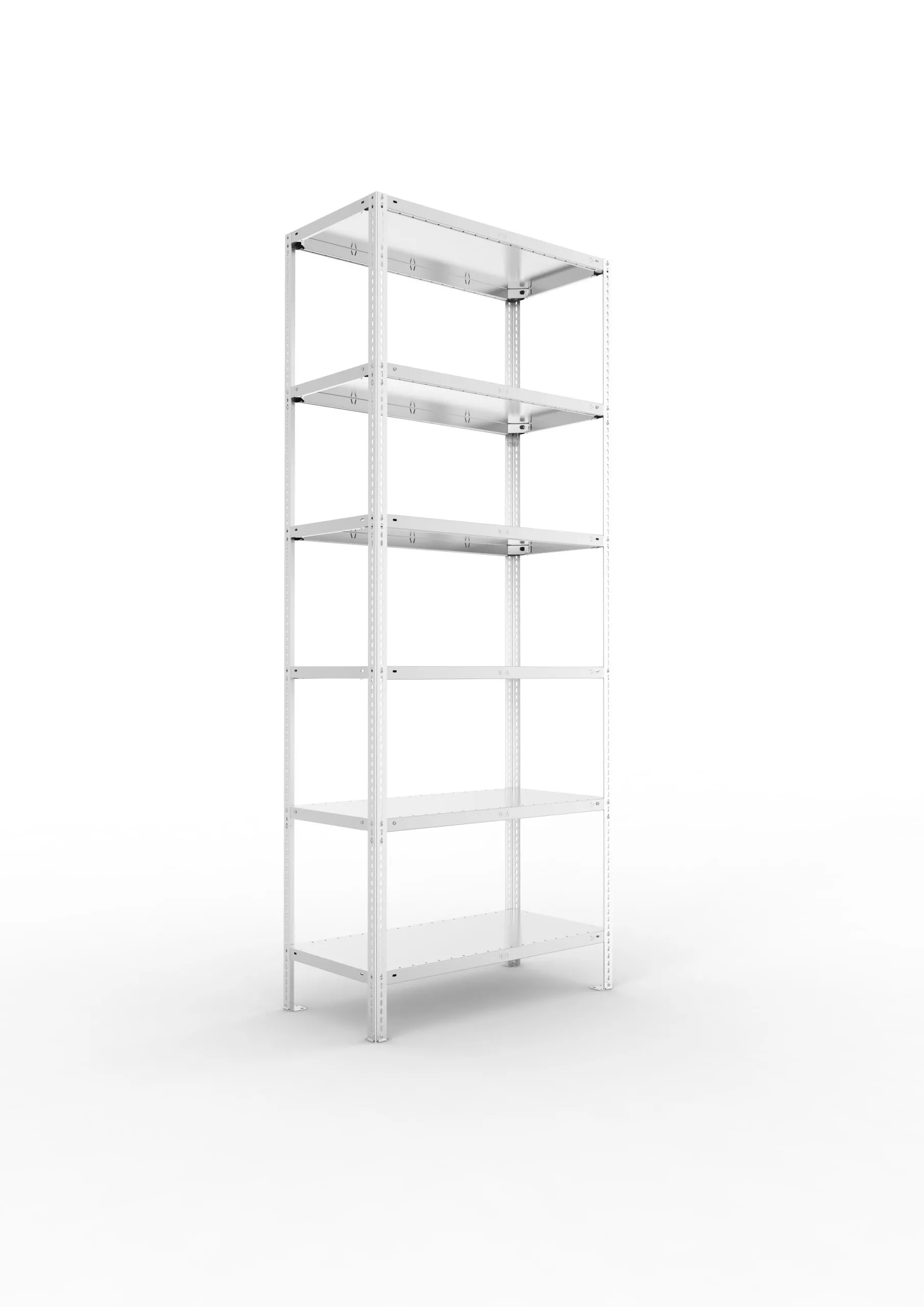 Meta Fachbodenregal Schraubsystem FIX | Grundregal | HxBxT 250x100x50cm | 6 Ebenen | Fachlast 150kg | Einseitig nutzbar | Verzinkt