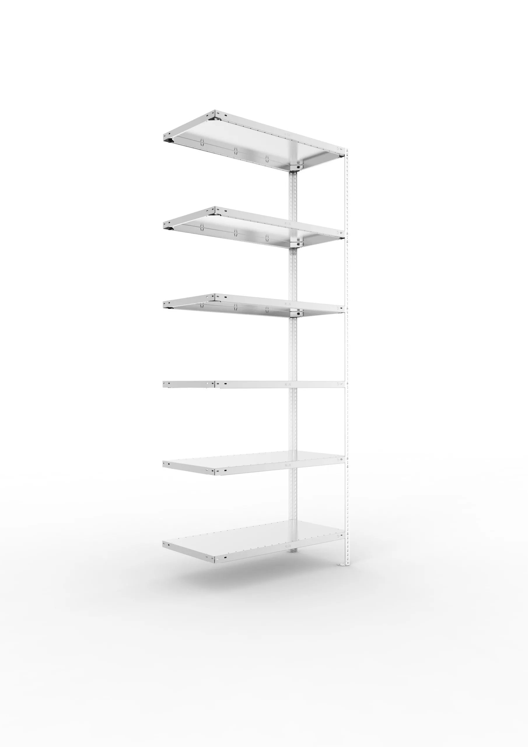 Meta Fachbodenregal Schraubsystem FIX | Anbauregal | HxBxT 250x100x50cm | 6 Ebenen | Fachlast 150kg | Einseitig nutzbar | Verzinkt