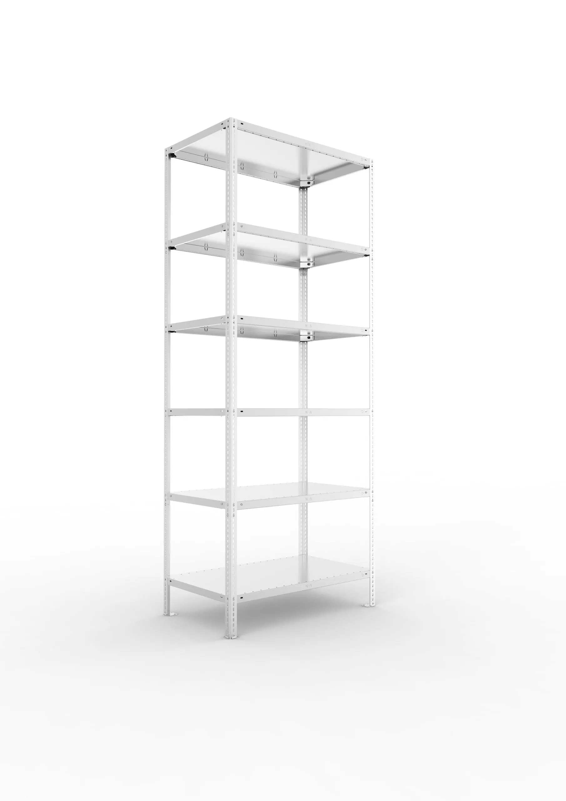 Meta Fachbodenregal Schraubsystem FIX | Grundregal | HxBxT 250x100x60cm | 6 Ebenen | Fachlast 150kg | Einseitig nutzbar | Verzinkt