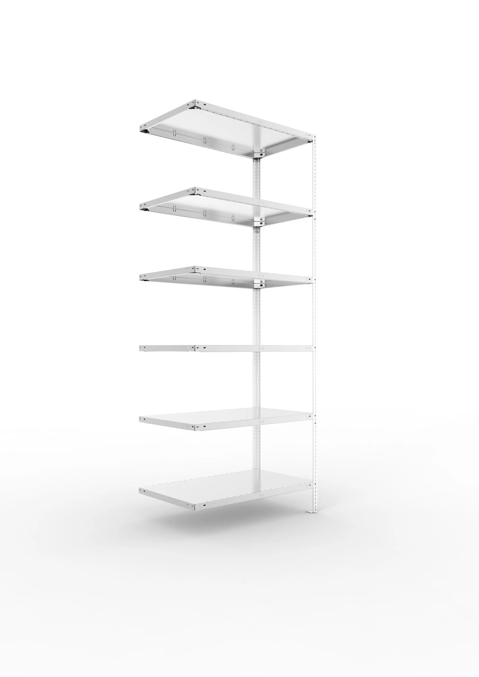 Meta Fachbodenregal Schraubsystem FIX | Anbauregal | HxBxT 250x100x60cm | 6 Ebenen | Fachlast 150kg | Einseitig nutzbar | Verzinkt