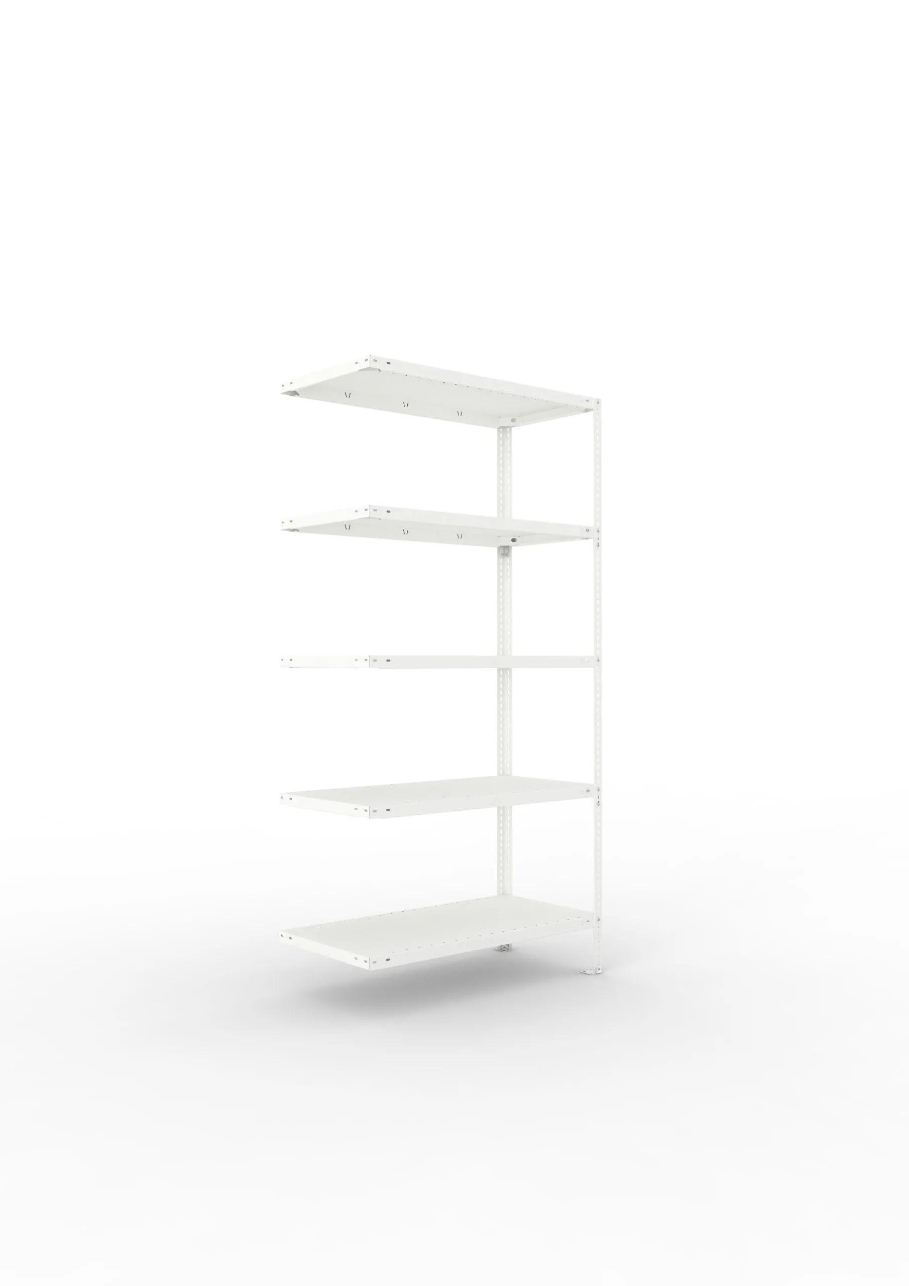 Meta Fachbodenregal Schraubsystem FIX | Anbauregal | HxBxT 200x100x50cm | 5 Ebenen | Fachlast 150kg | Einseitig nutzbar | Lichtgrau