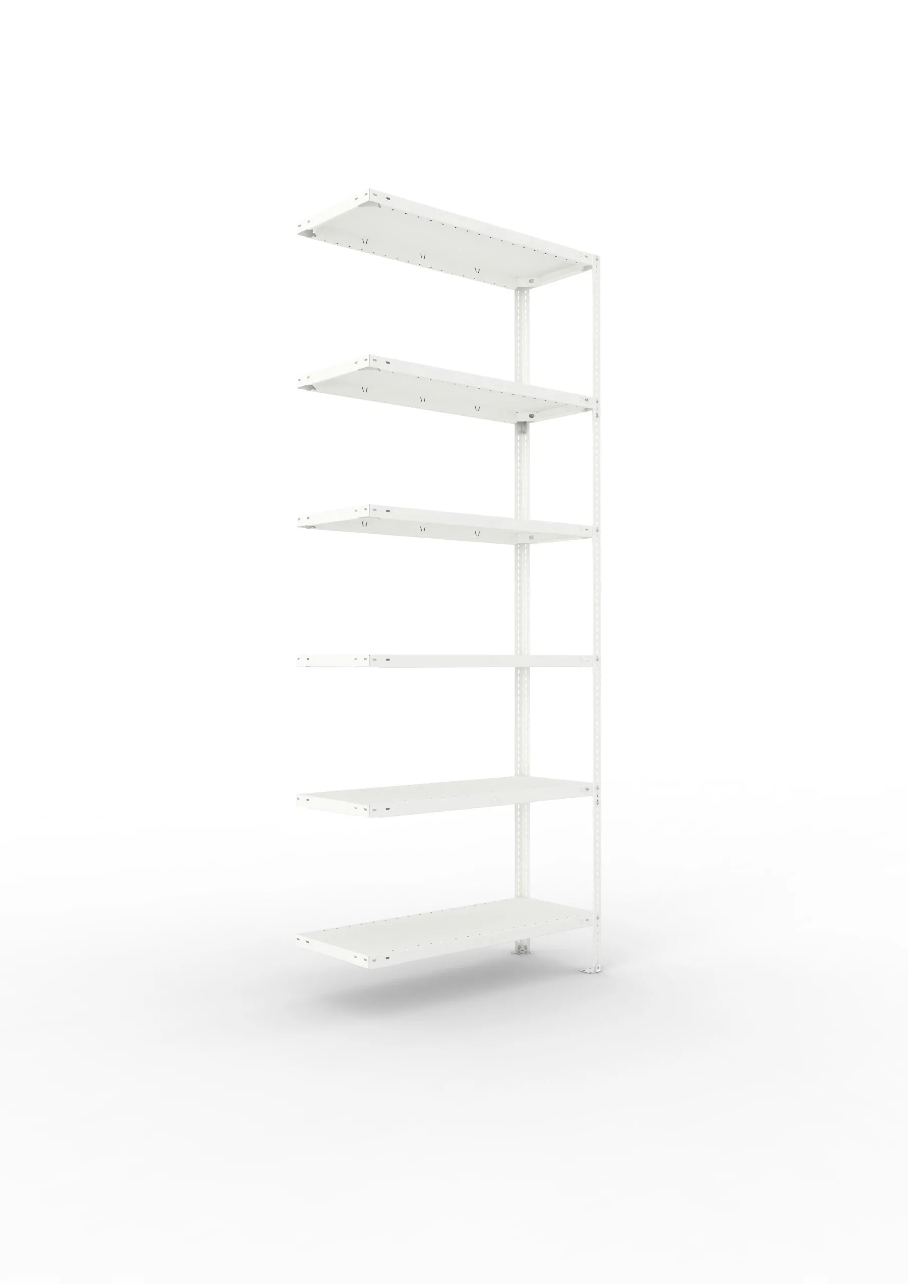 Meta Fachbodenregal Schraubsystem FIX | Anbauregal | HxBxT 250x100x40cm | 6 Ebenen | Fachlast 150kg | Einseitig nutzbar | Lichtgrau