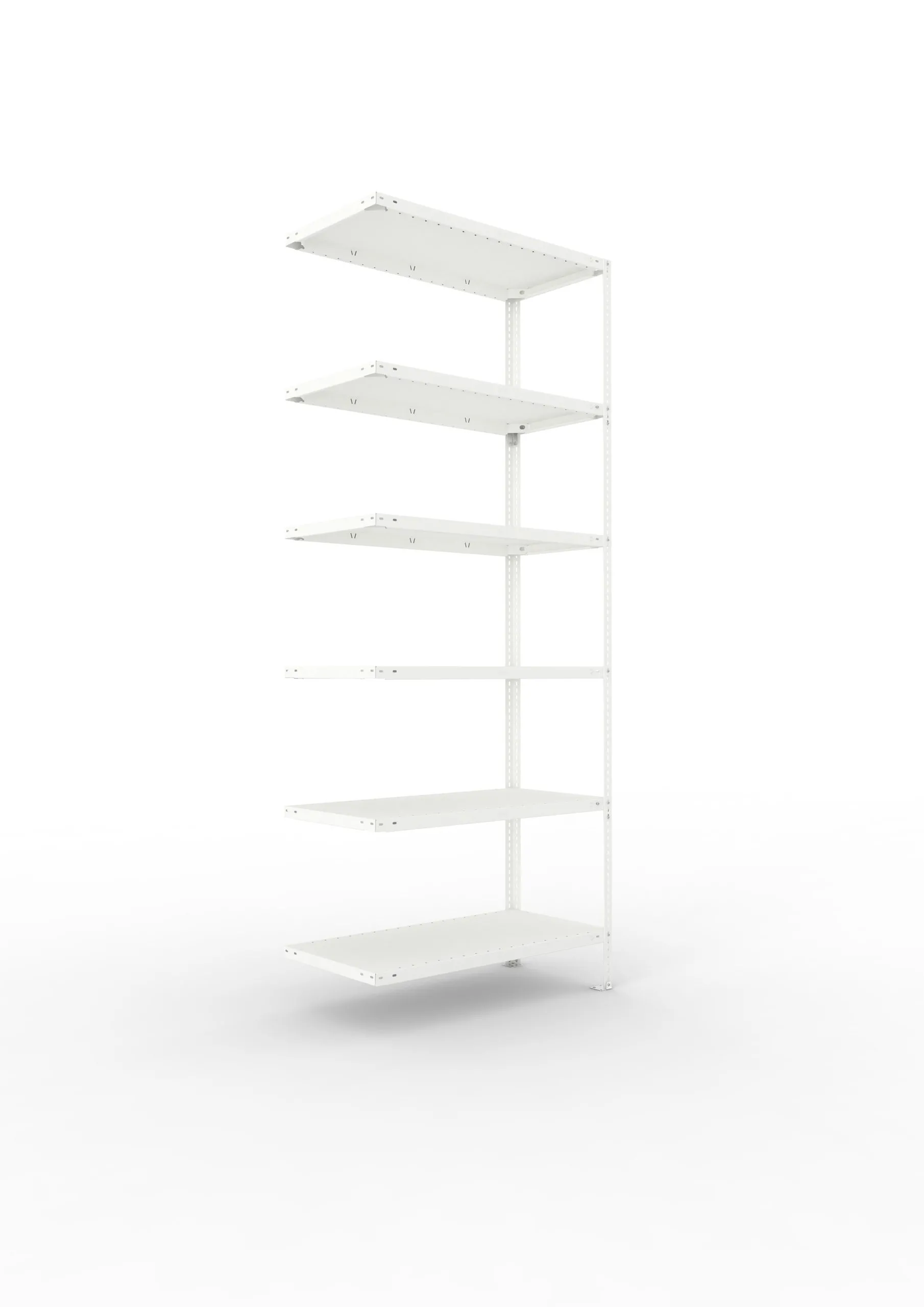 Meta Fachbodenregal Schraubsystem FIX | Anbauregal | HxBxT 250x100x50cm | 6 Ebenen | Fachlast 150kg | Einseitig nutzbar | Lichtgrau