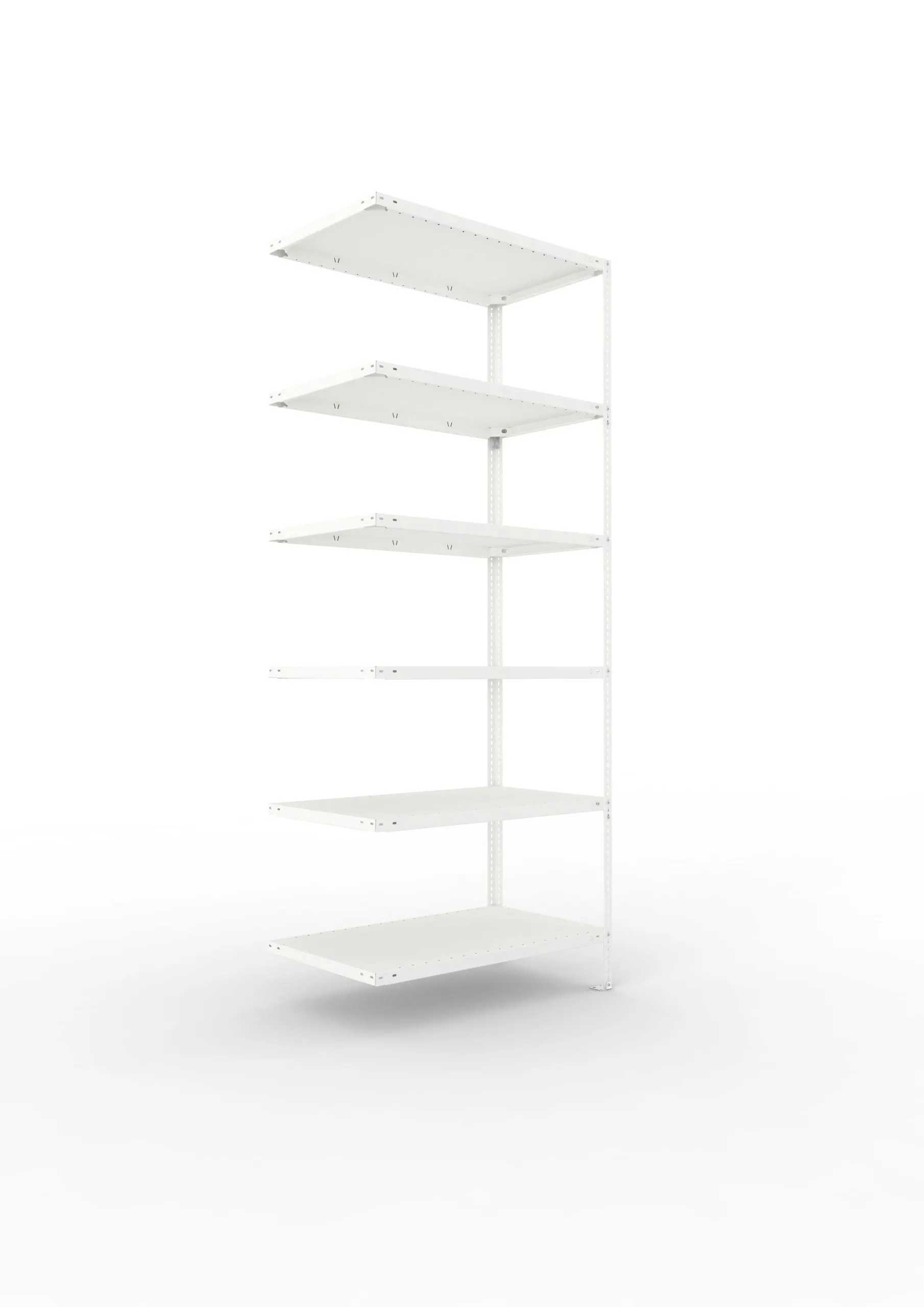 Meta Fachbodenregal Schraubsystem FIX | Anbauregal | HxBxT 250x100x60cm | 6 Ebenen | Fachlast 150kg | Einseitig nutzbar | Lichtgrau